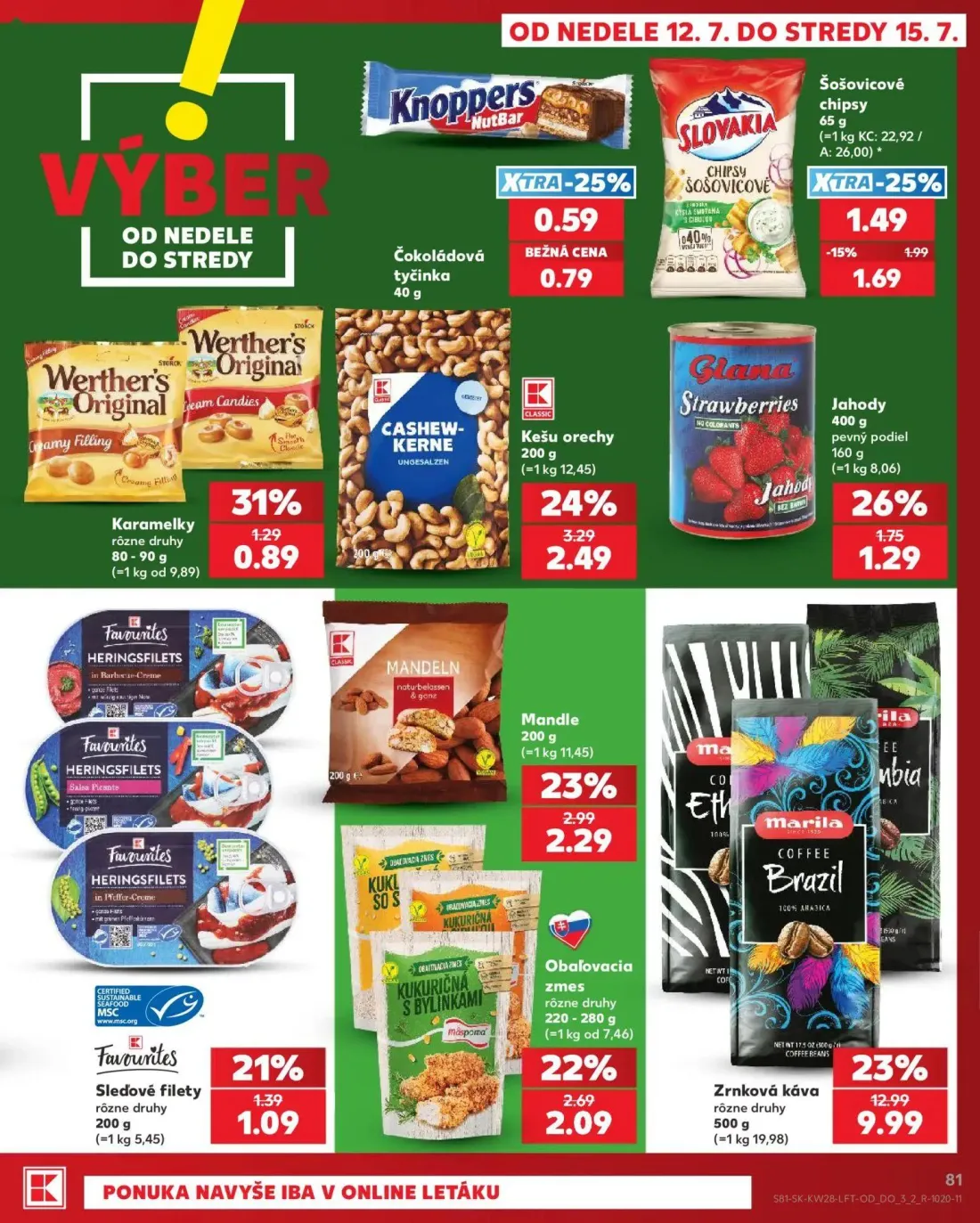 Kaufland leták, strana 81 z 82 — Kešu orechy, Mandle, Obaľovacia zmes