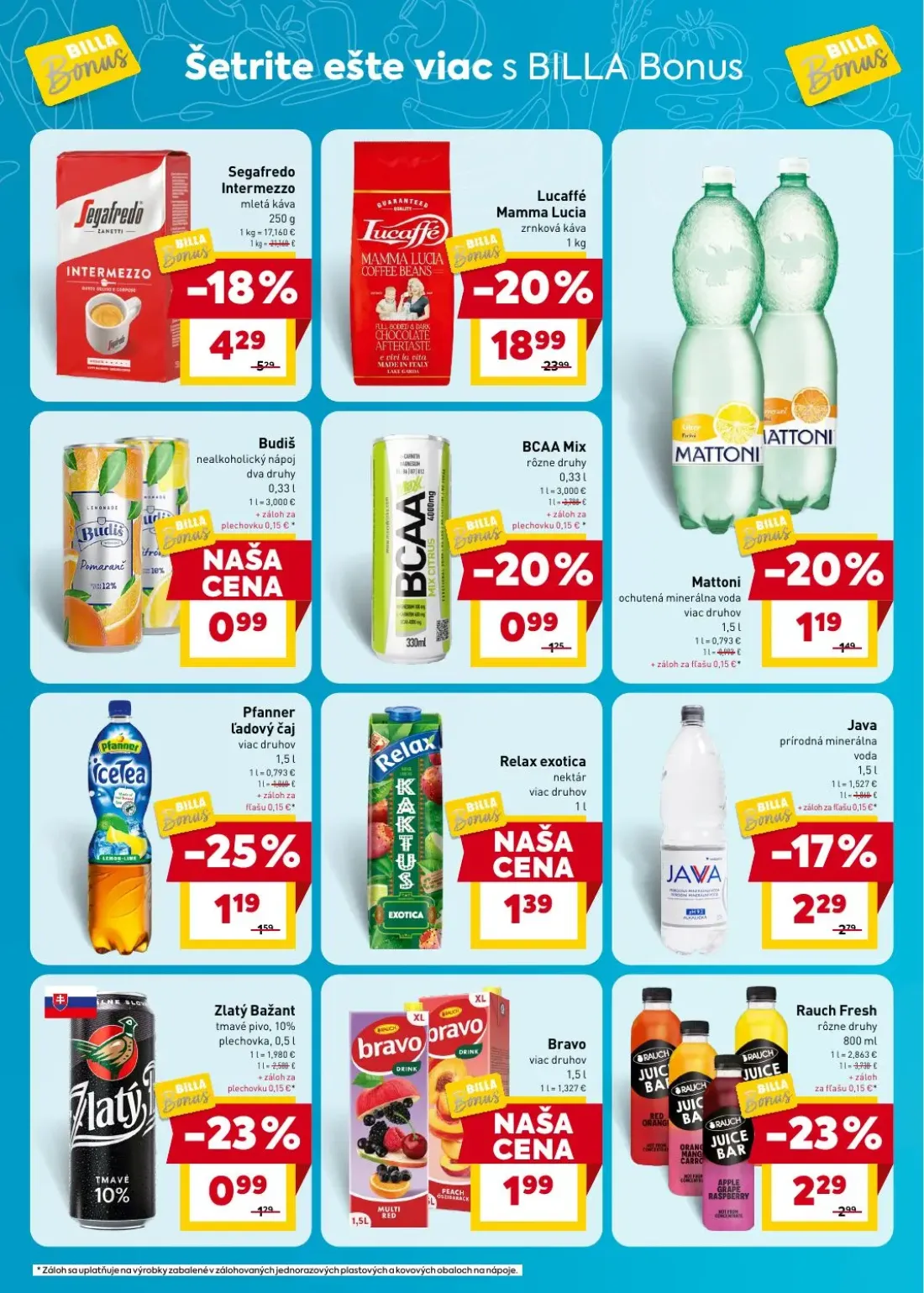 Billa leták, strana 6 z 7 — Rauch Fresh, Java prírodná minerálna voda, Pfanner ľadový čaj
