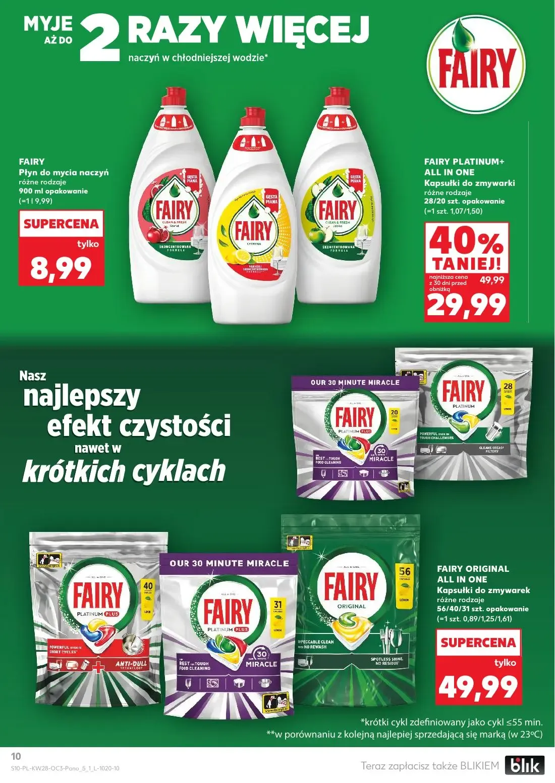 Kaufland gazetka, strona 10 z 20 — FAIRY PLATINUM+ ALL IN ONE Kapsułki do zmywarki, FAIRY Płyn do mycia naczyń, FAIRY ORIGIN…
