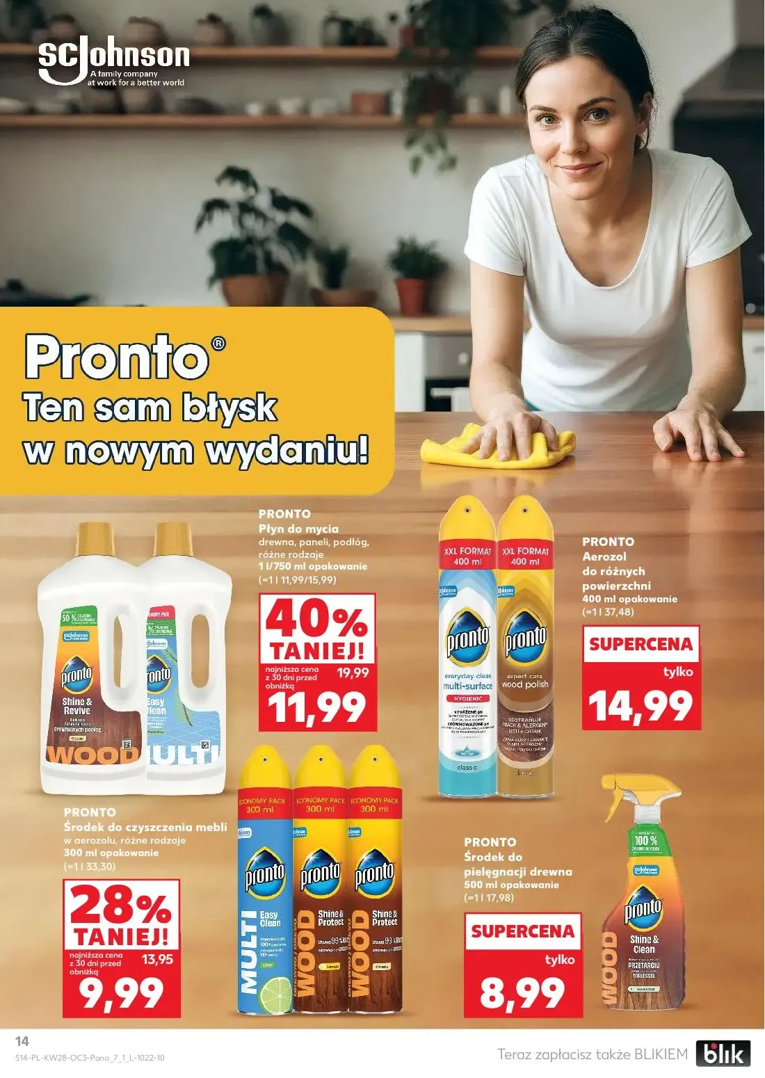Kaufland gazetka, strona 14 z 20 — Płyn do mycia drewna, paneli, podłóg, różne rodzaje, Środek do czyszczenia mebli w aerozo…
