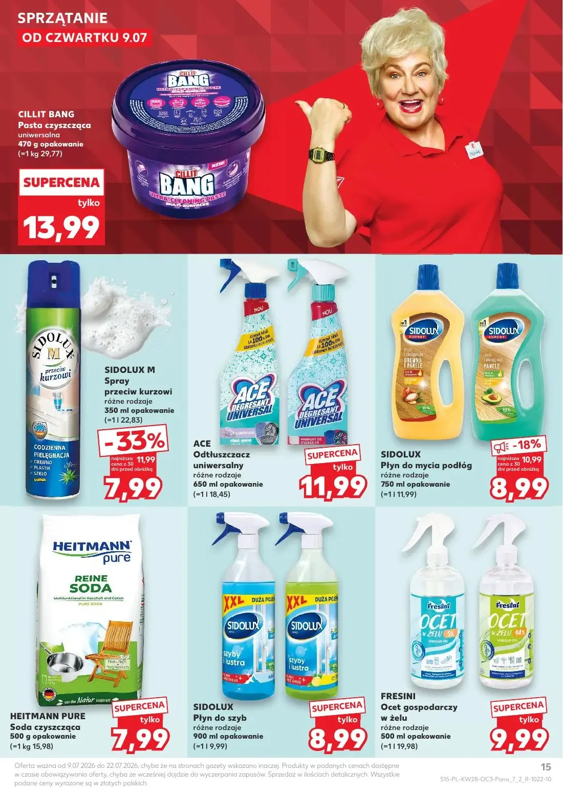Kaufland gazetka, strona 15 z 20 — SIDOLUX M Spray przeciw kurzowi, SIDOLUX Płyn do mycia podłóg, CILLIT BANG Pasta czyszczą…