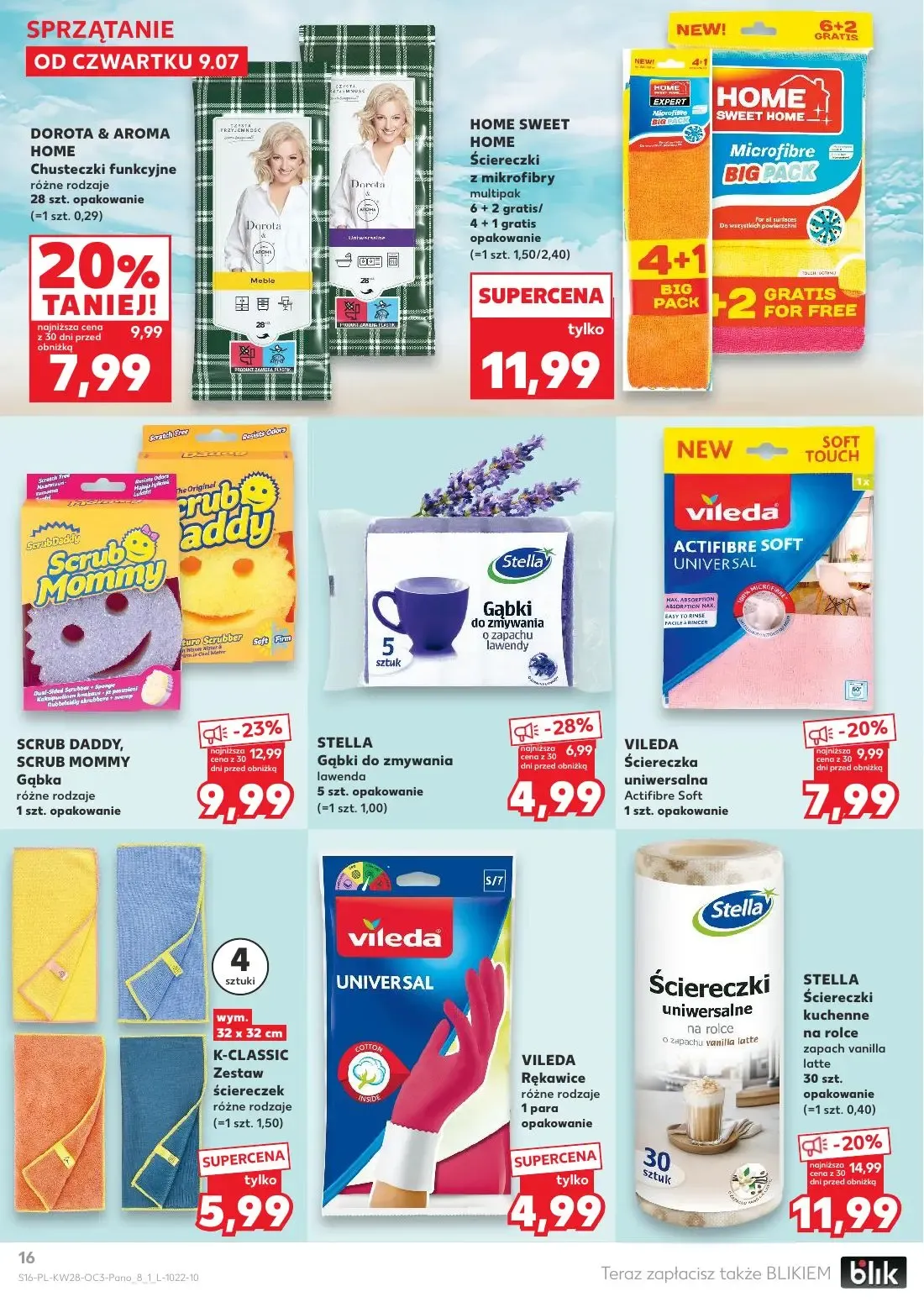 Kaufland gazetka, strona 16 z 20 — Gąbka, Ściereczki kuchenne na rolce zapach vanilla latte, Chusteczki funkcyjne