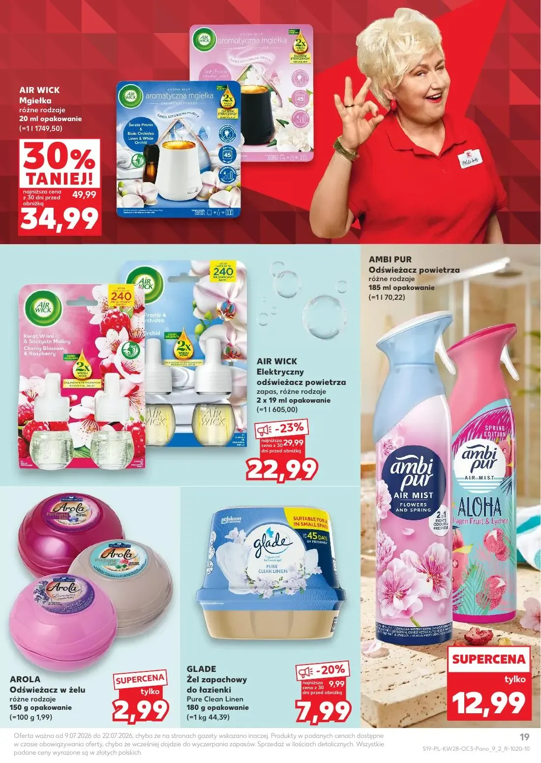 Kaufland gazetka, strona 19 z 20 — AIR WICK Mgiełka, AIR WICK Elektryczny odświeżacz powietrza, GLADE Żel zapachowy do łazie…