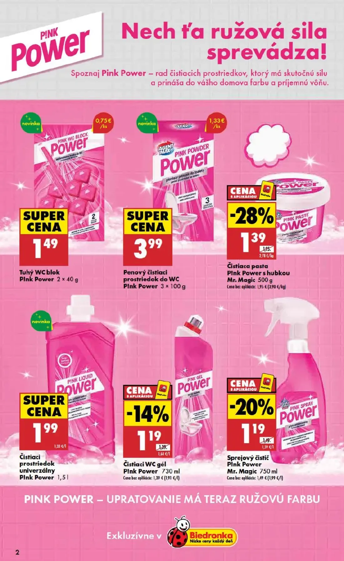 Biedronka leták, strana 2 z 48 — Čistiaca pasta P!nk Power s hubkou Mr. Magic, Sprejový čistič Pink Power Mr. Magic, Čistiac…
