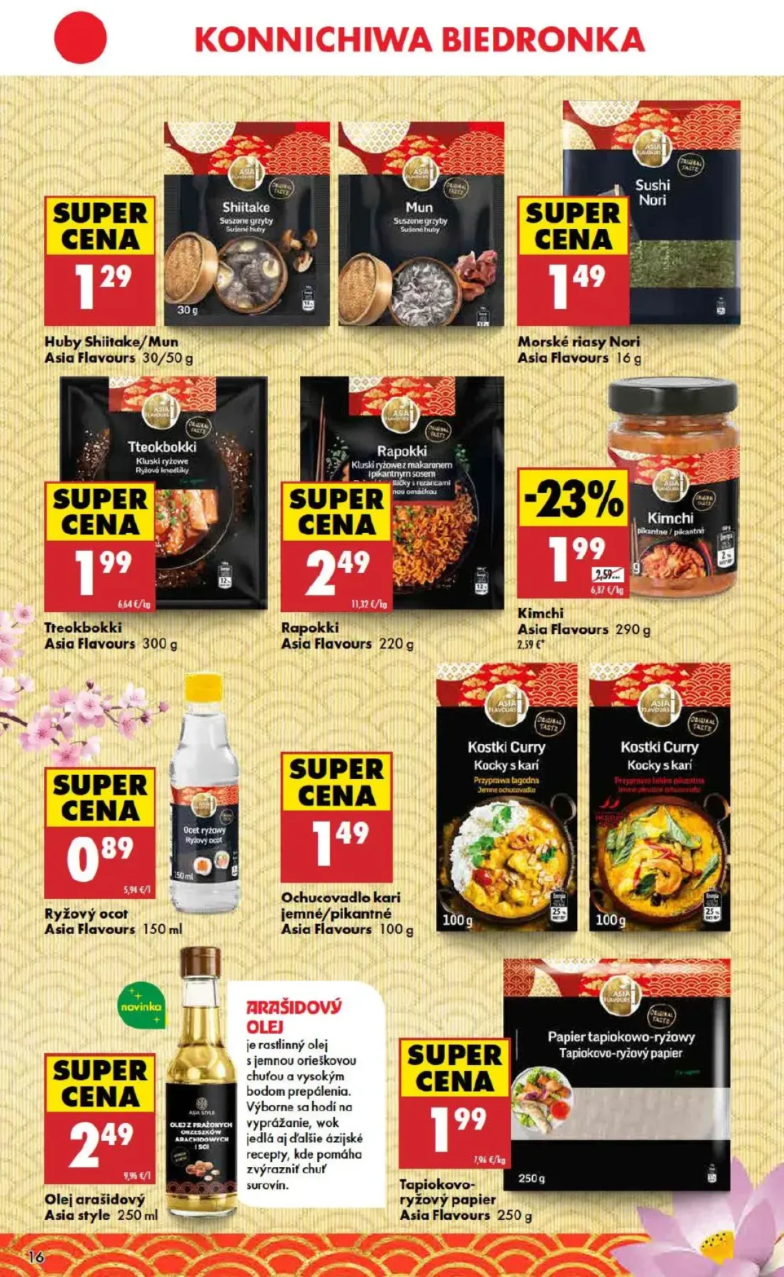 Biedronka leták, strana 16 z 48 — Morské riasy Nori Asia Flavours, Ryžový ocot Asia Flavours