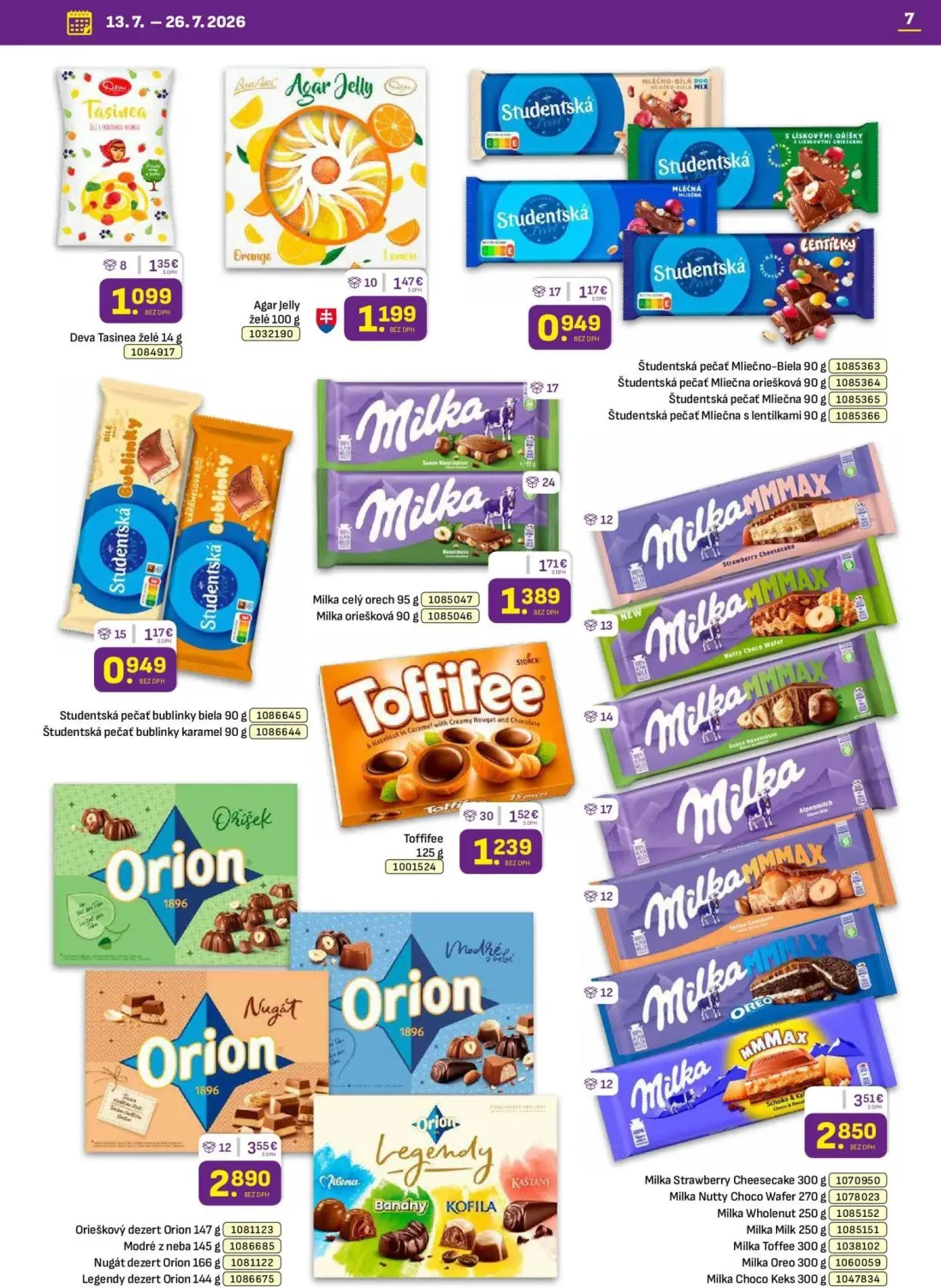Libex leták, strana 7 z 36 — Milka Strawberry Cheesecake, Milka Nutty Choco Wafer, Milka Wholenut