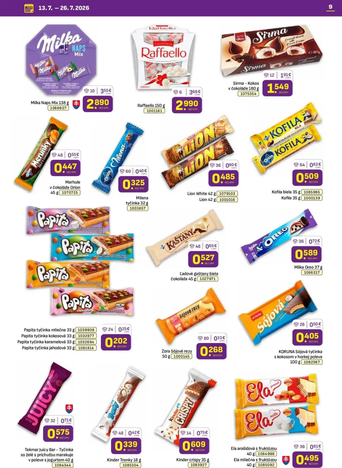 Libex leták, strana 9 z 36 — Raffaello, Milka Naps Mix, Sirma - Kokos v čokoláde