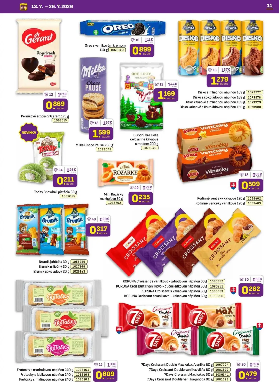 Libex leták, strana 11 z 36 — Milka Choco Pause, Disko s mliečnou náplňou, Disko s čokoládovou náplňou