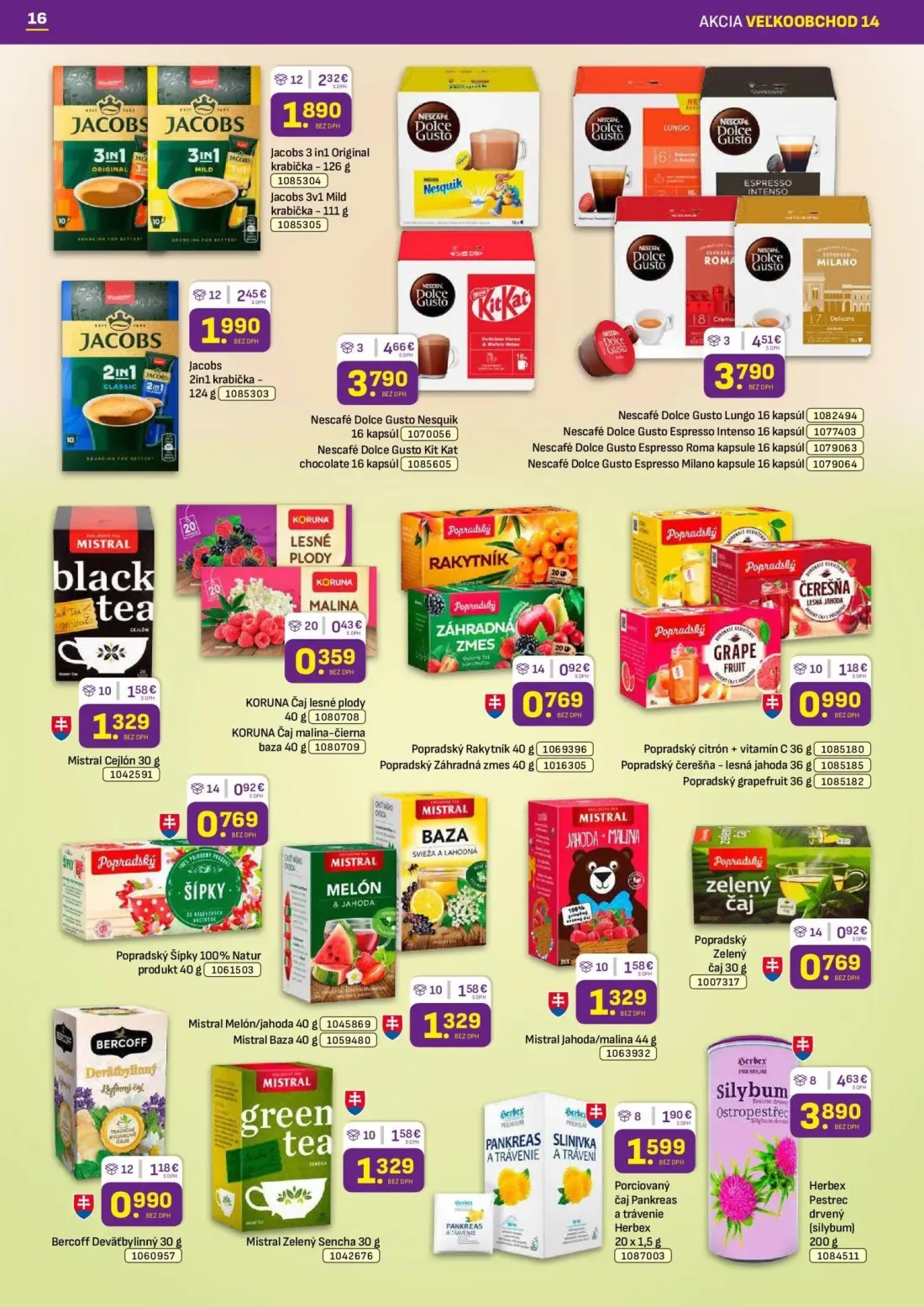 Libex leták, strana 16 z 36 — Nescafé Dolce Gusto Nesquik, Nescafé Dolce Gusto Kit Kat chocolate, Herbex Pestrec drvený (sil…