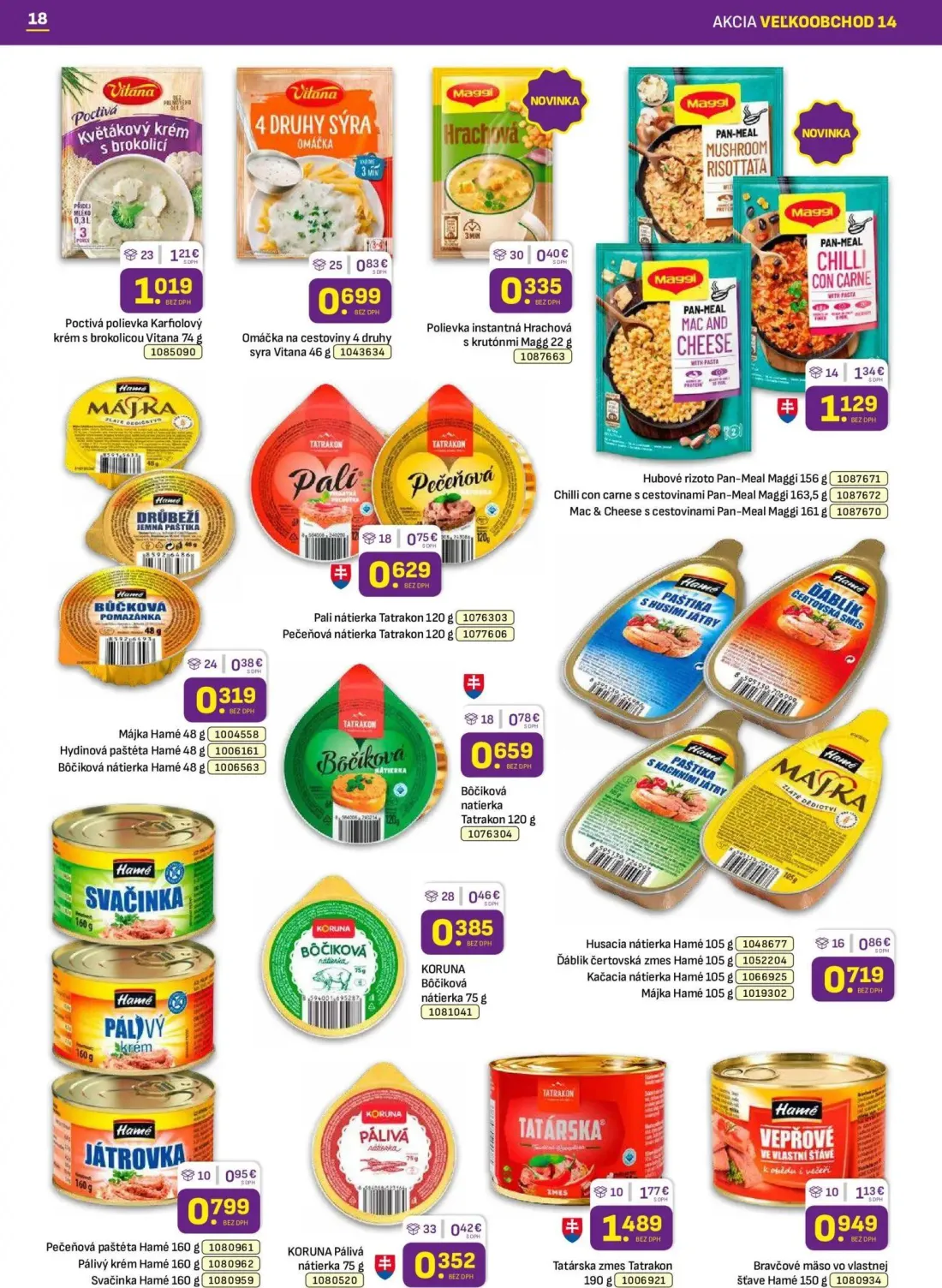 Libex leták, strana 18 z 36 — Tatárska zmes Tatrakon, Hubové rizoto Pan-Meal Maggi, Chilli con carne s cestovinami Pan-Meal …