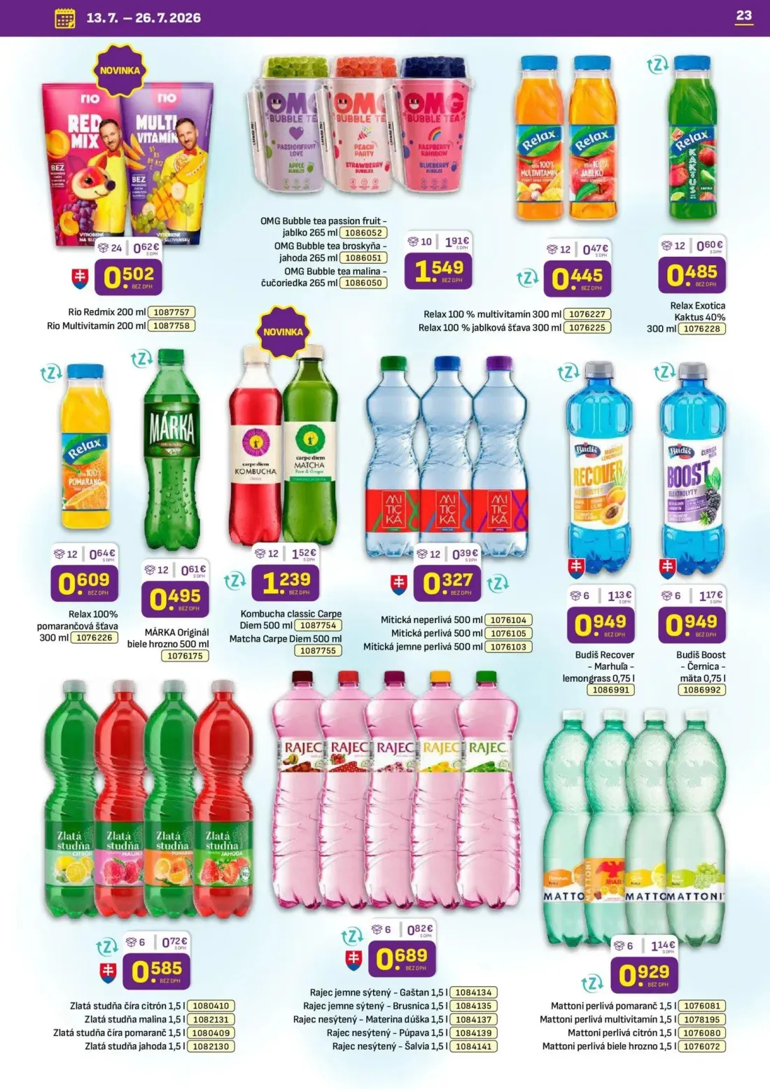 Libex leták, strana 23 z 36 — OMG Bubble tea passion fruit - jablko, OMG Bubble tea broskyňa - jahoda, OMG Bubble tea malina…