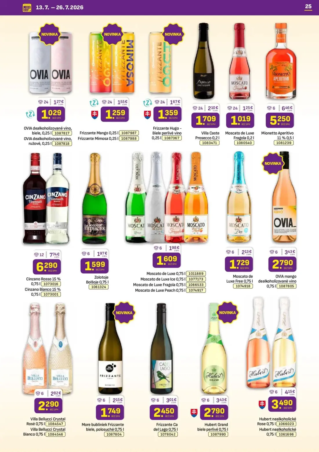 Libex leták, strana 25 z 36 — Cinzano Rosso 15%, Cinzano Bianco 15%, Mionetto Aperitivo