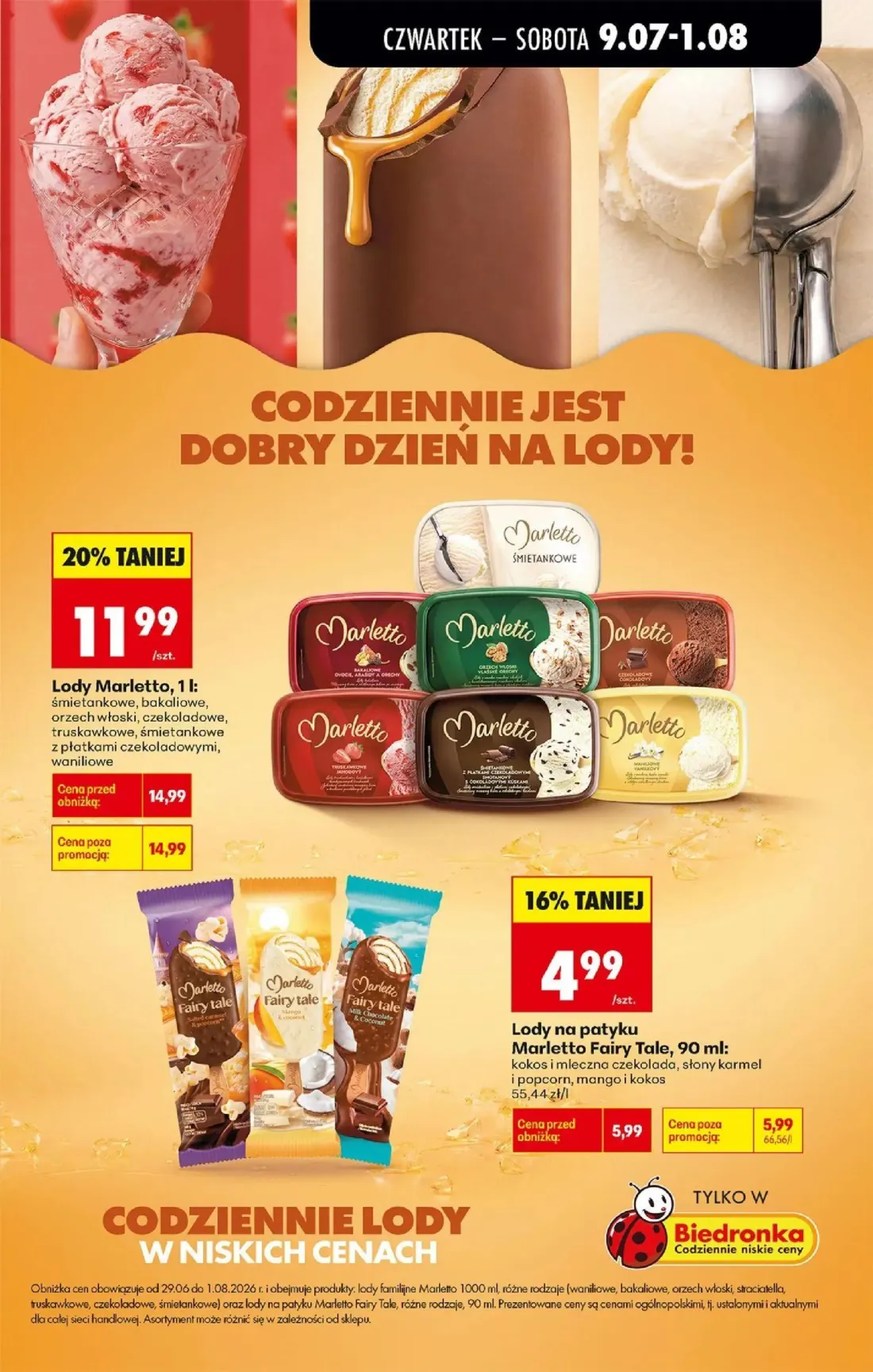 Biedronka gazetka, strona 21 z 80 — Lody Marletto, Lody na patyku Marletto Fairy Tale