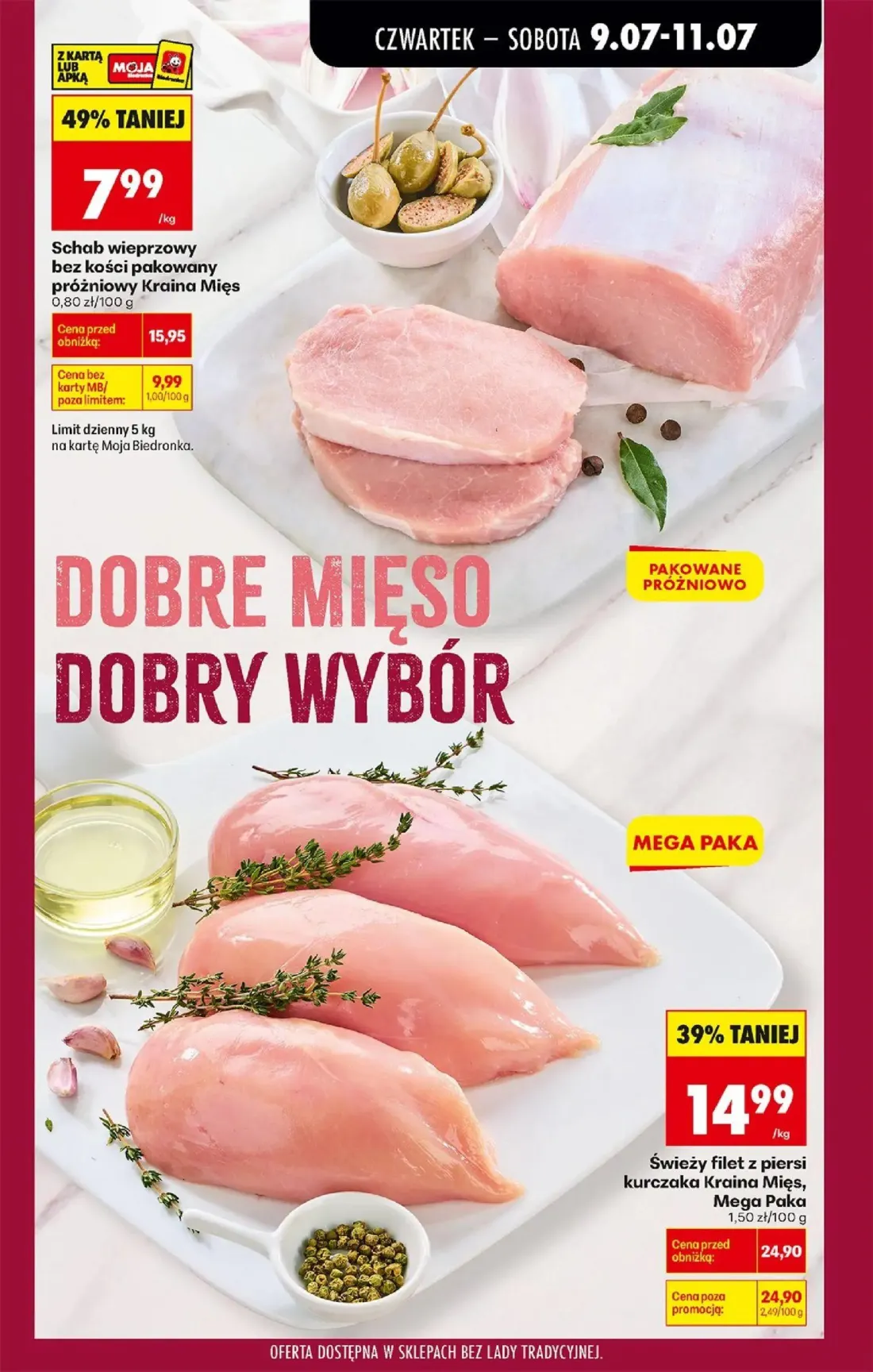 Biedronka gazetka, strona 29 z 80 — Świeży filet z piersi kurczaka Kraina Mięs, Mega Paka, Schab wieprzowy bez kości pakowan…