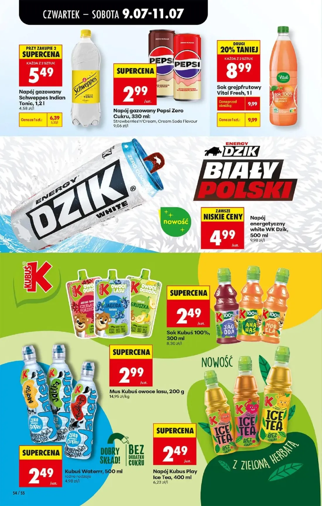 Biedronka gazetka, strona 64 z 80 — Sok grejpfrutowy Vital Fresh, Napój gazowany Schweppes Indian Tonic, Napój gazowany Peps…