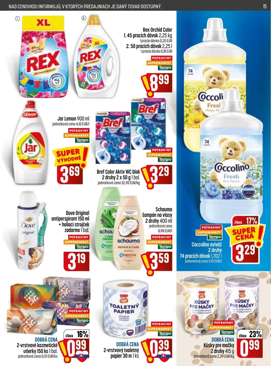 Coop Jednota leták, strana 15 z 32 — Rex Orchid Color, Jar Lemon, Bref Color Aktiv WC blok