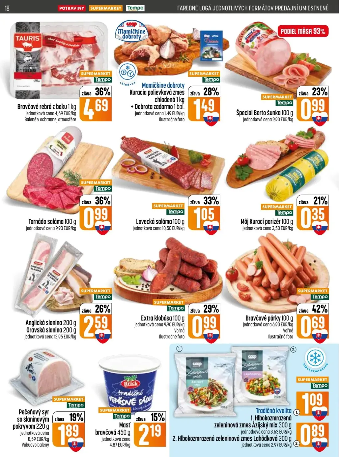 Coop Jednota leták, strana 18 z 32 — Bravčové rebrá z boku, Anglická slanina, Oravská slanina
