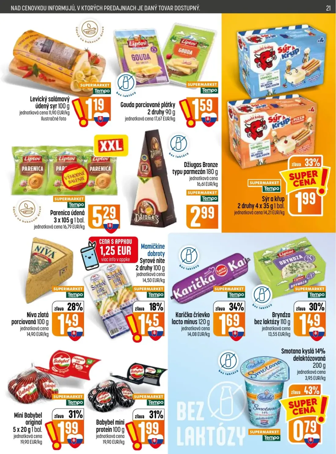 Coop Jednota leták, strana 21 z 32 — Mamičkine dobroty Syrové nite, Levický salámový údený syr, Gouda porciované plátky