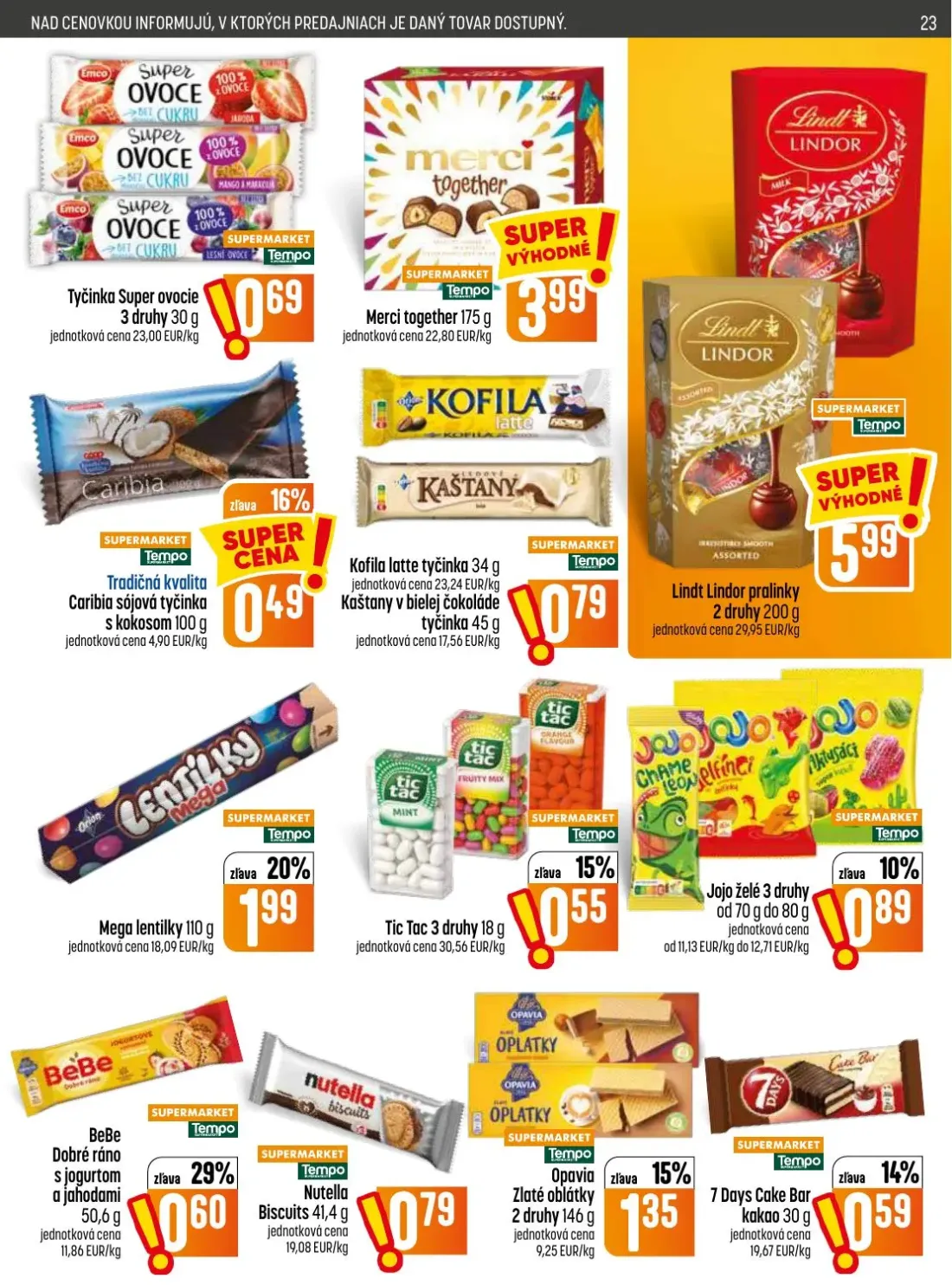 Coop Jednota leták, strana 23 z 32 — Tyčinka Super ovocie, Merci together, Caribia sójová tyčinka s kokosom