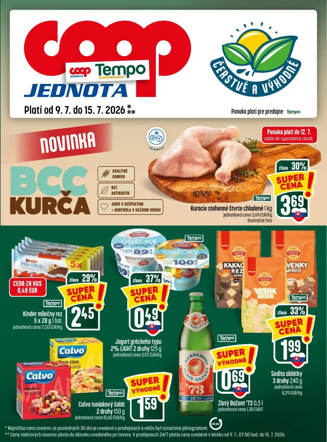 Coop Jednota leták, strana 29 z 32 — Kuracie stehenné štvrte chladené, Kinder mliečny rez, Jogurt gréckeho typu 2% LIGHT 2 d…