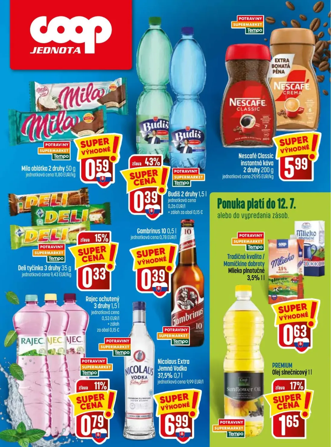 Coop Jednota leták, strana 32 z 32 — Mila oblátka 2 druhy, Budiš 2 druhy, Deli tyčinka 3 druhy