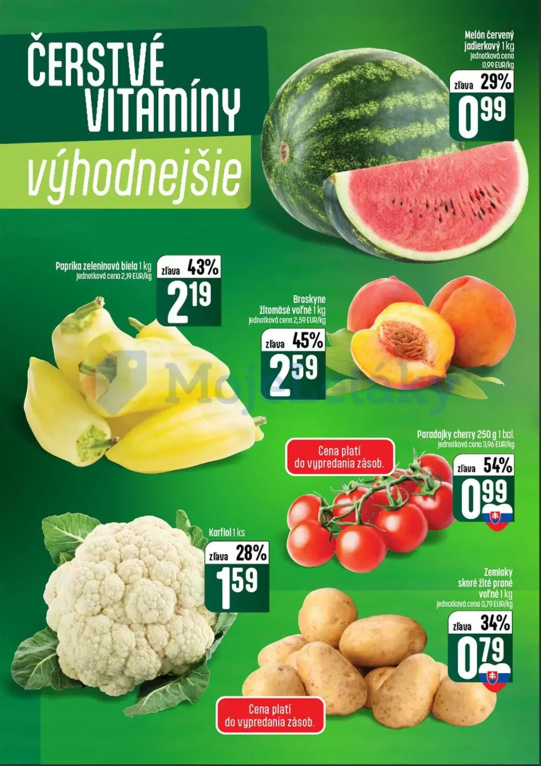 Coop Tempo leták, strana 6 z 56 — Melón červený jadierkový, Paprika zeleninová biela, Broskyne žltomäsé voľné