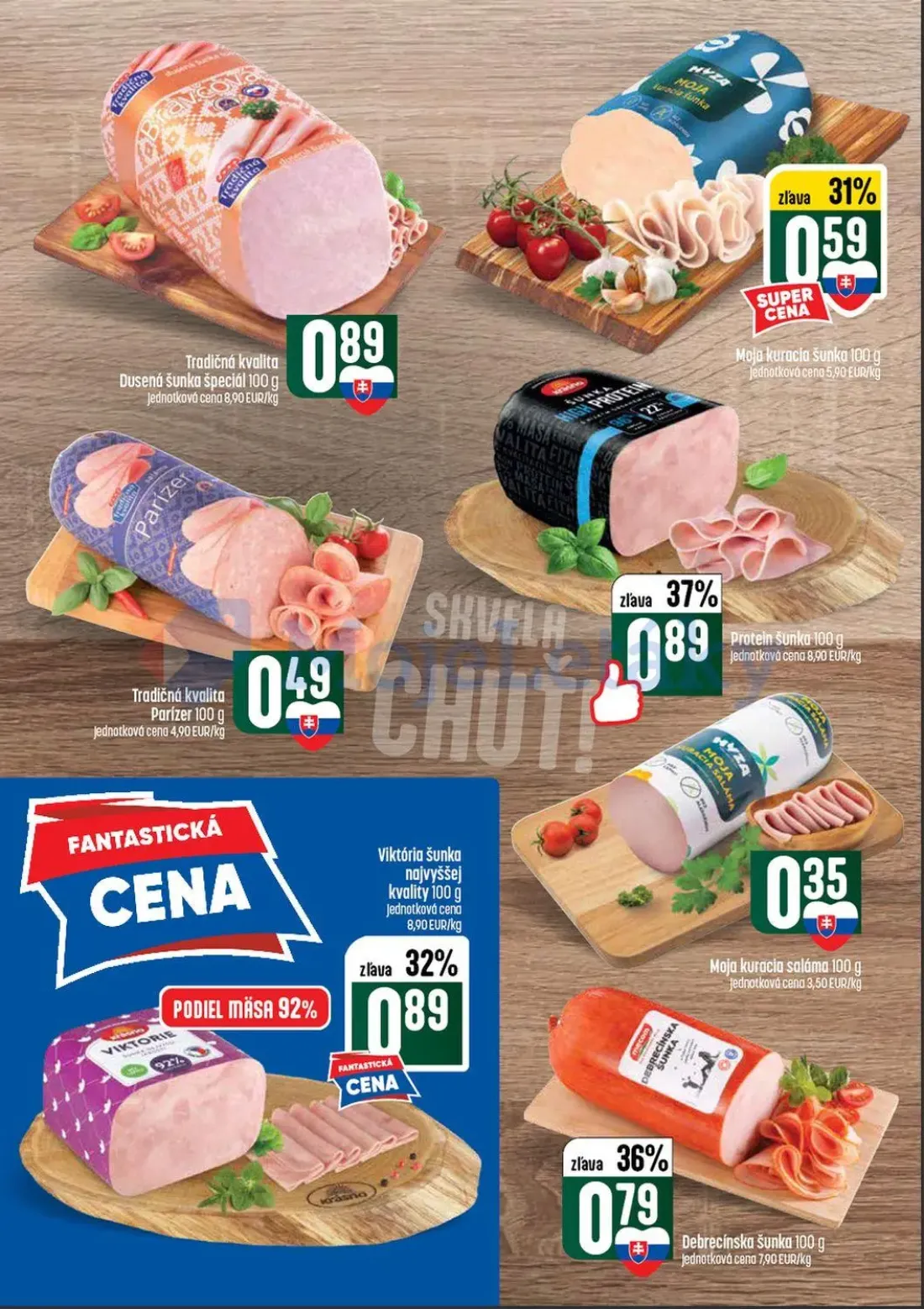 Coop Tempo leták, strana 10 z 56 — Dusená šunka špeciál, Moja kuracia šunka, Parizer