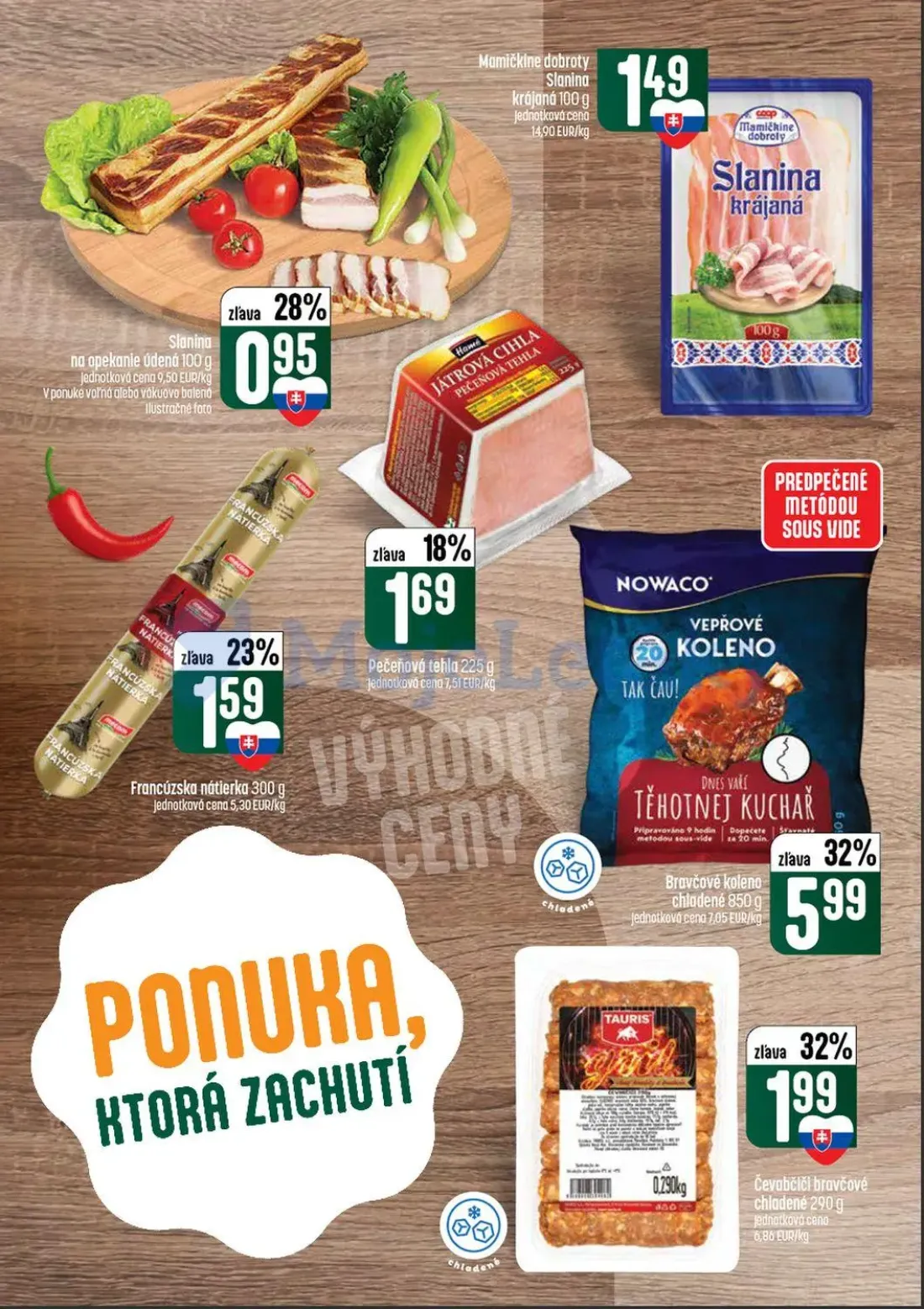 Coop Tempo leták, strana 12 z 56 — Mamičkine dobroty Slanina krájaná, Slanina na opekanie údená, Pečeňová tehla