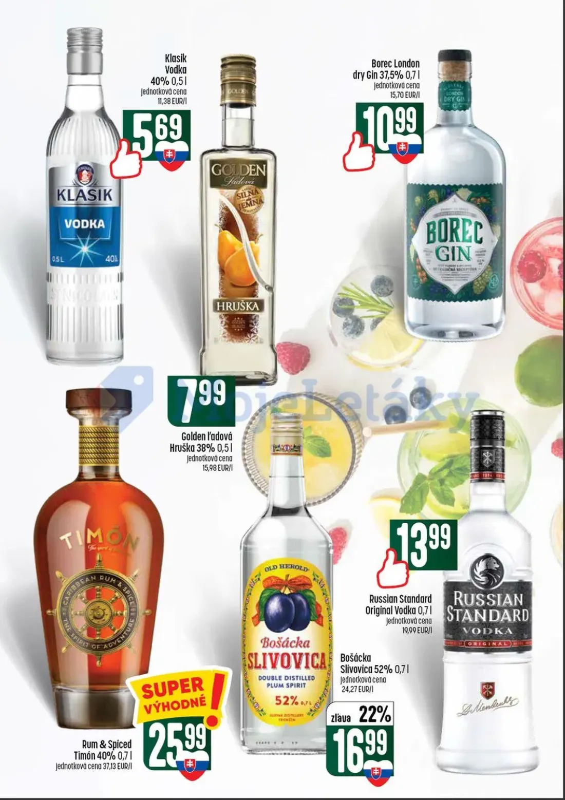 Coop Tempo leták, strana 48 z 56 — Klasik Vodka, Golden l'adová Hruška, Borec London dry Gin