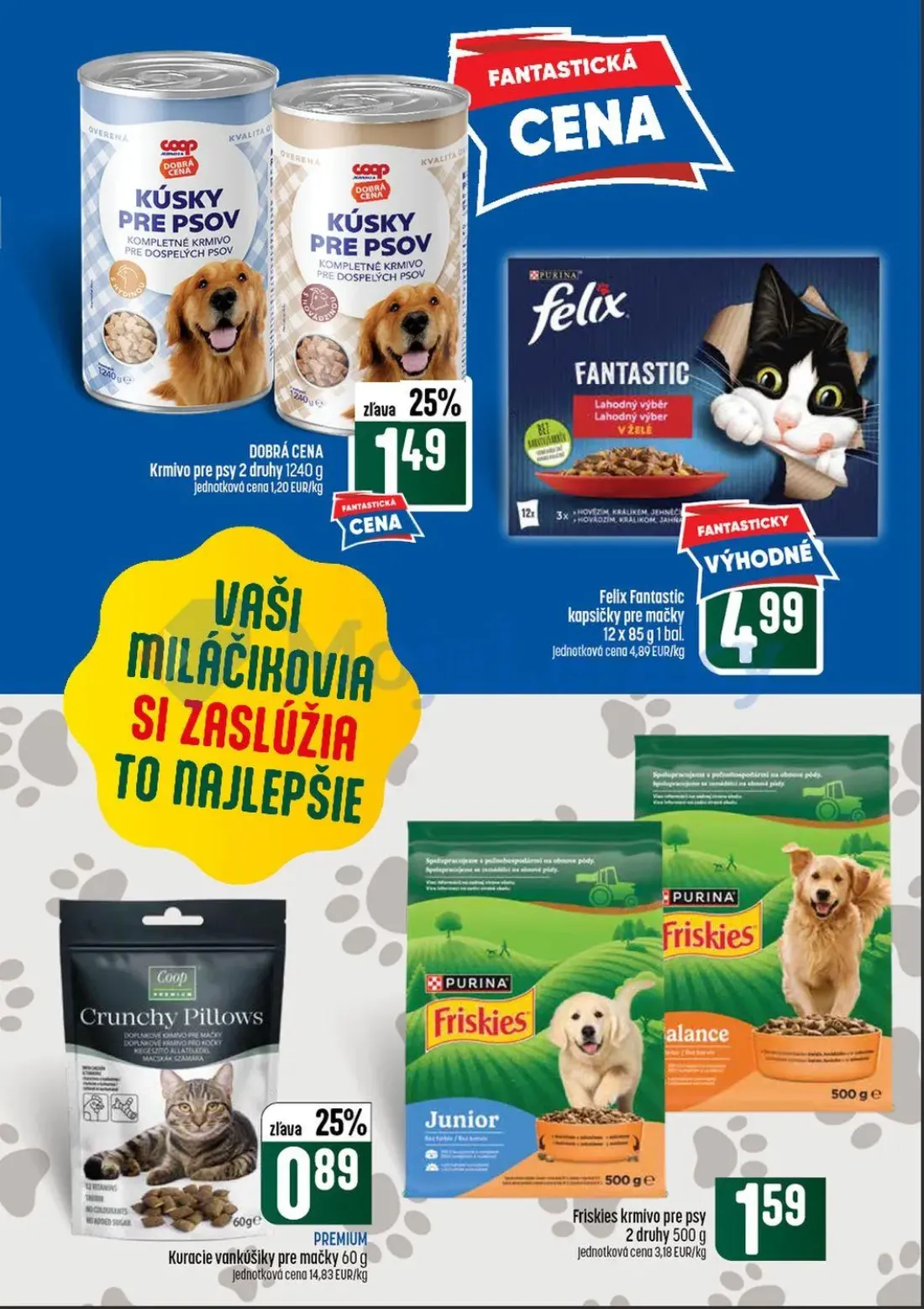 Coop Tempo leták, strana 55 z 56 — Krmivo pre psy, Felix Fantastic kapsičky pre mačky, Coop Crunchy Pillows Kuracie vankúšik…
