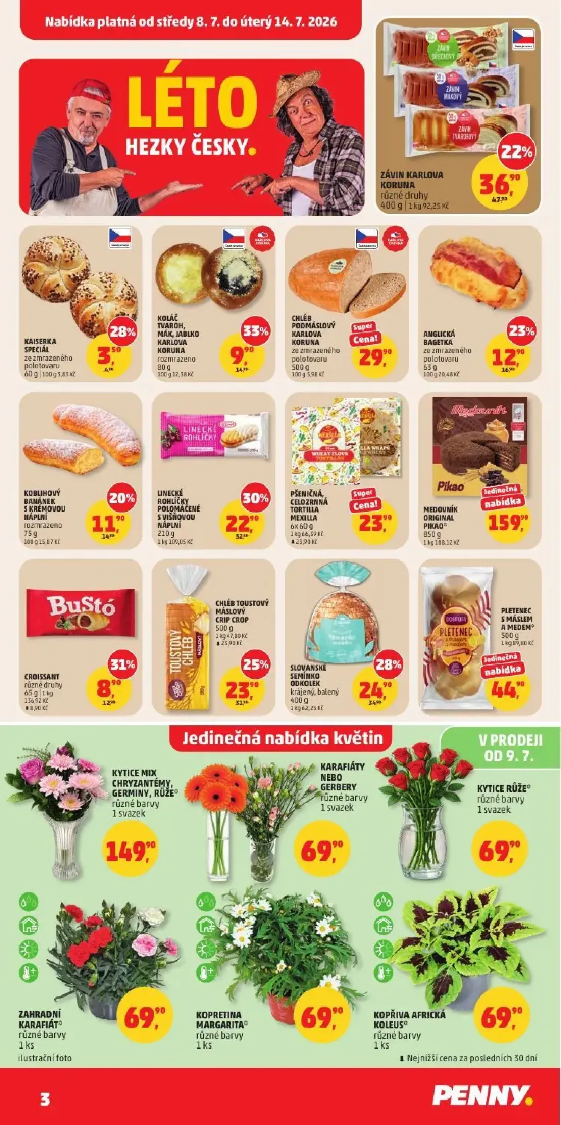 PENNY leták, strana 3 z 35 — ZÁVIN KARLOVA KORUNA, KOLÁČ TVAROH, MÁK, JABLKO KARLOVA KORUNA, ANGLICKÁ BAGETKA