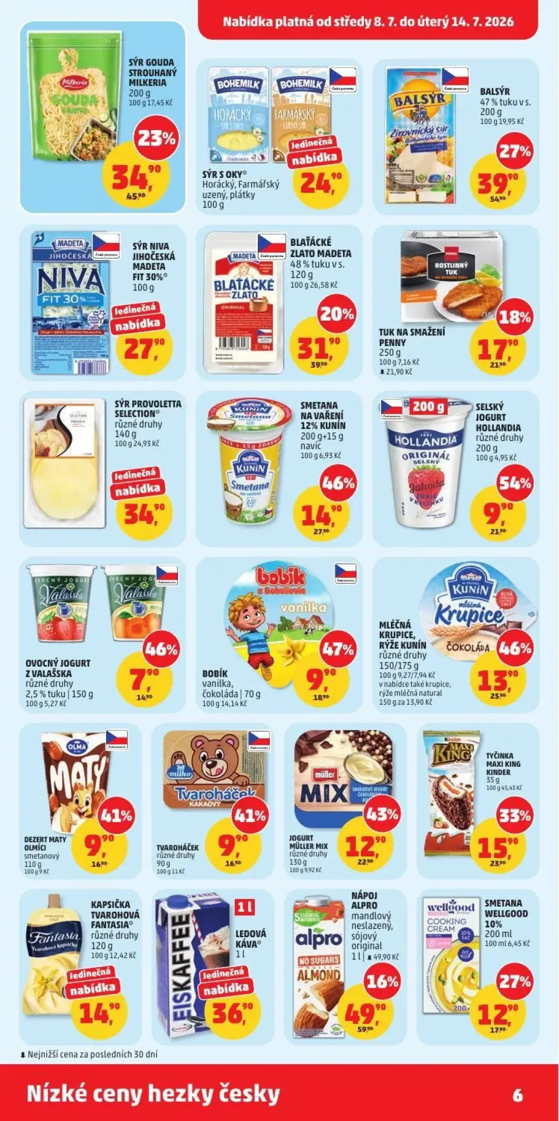PENNY leták, strana 6 z 35 — BALSÝR, SÝR GOUDA STROUHANÝ MILKERIA, BLAŤÁCKÉ ZLATO MADETA