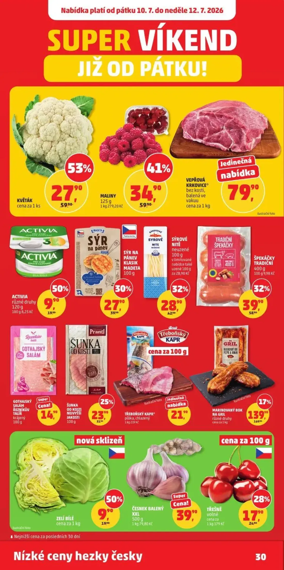 PENNY leták, strana 30 z 35 — KVĚTÁK, MARINOVANÝ BOK NA GRIL různé druhy, MALINY