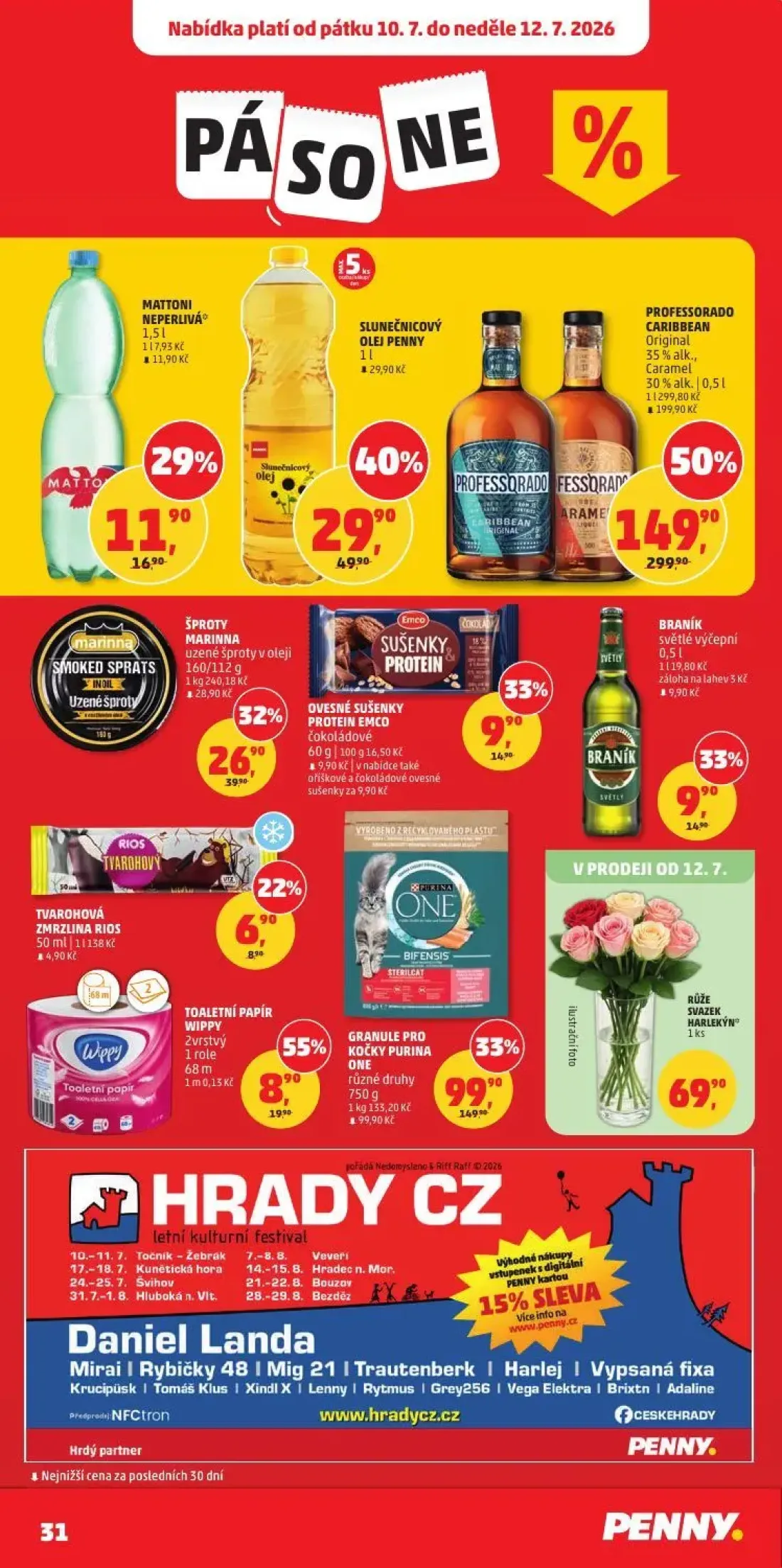 PENNY leták, strana 31 z 35 — GRANULE PRO KOČKY PURINA ONE různé druhy, MATTONI NEPERLIVÁ, TVAROHOVÁ ZMRZLINA RIOS