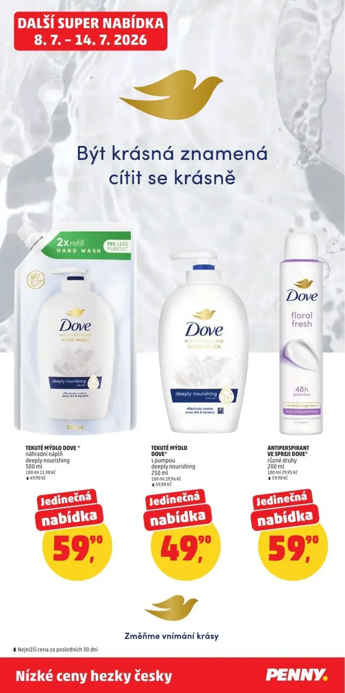 PENNY leták, strana 33 z 35 — TEKUTÉ MÝDLO DOVE, náhradní náplň deeply nourishing, TEKUTÉ MÝDLO DOVE, s pumpou deeply nouris…