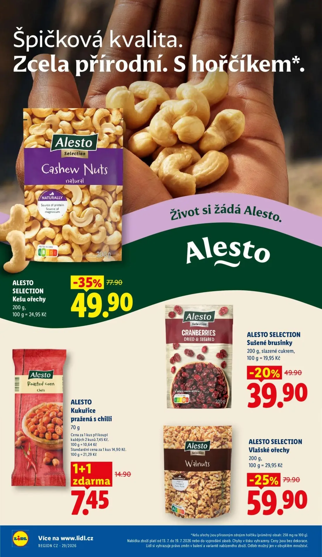 Lidl leták, strana 2 z 49 — Kešu ořechy, Vlašské ořechy, Sušené brusinky