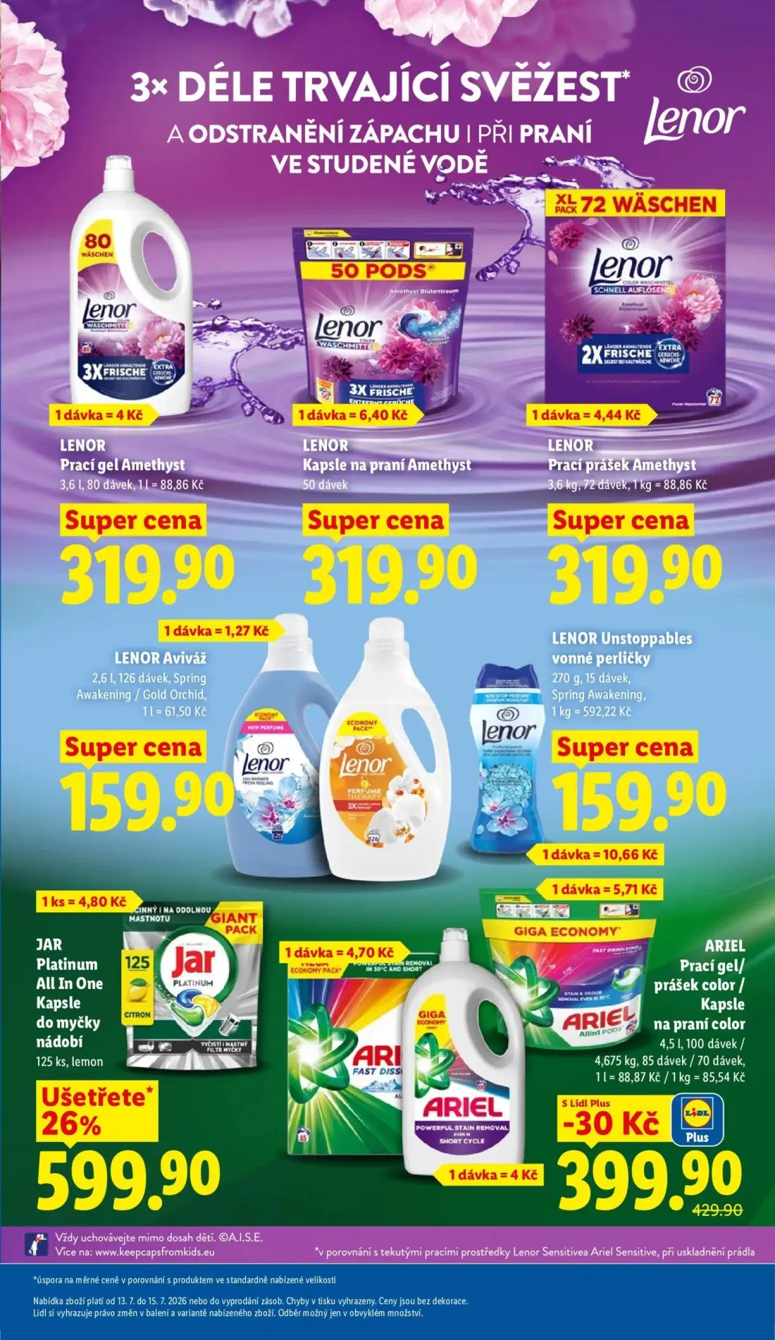 Lidl leták, strana 27 z 49 — ARIEL Prací gel/prášek color / Kapsle na praní color, LENOR Prací gel Amethyst, LENOR Kapsle na…