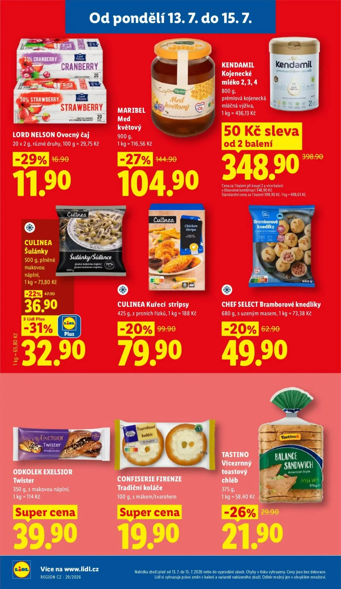 Lidl leták, strana 30 z 49 — TASTINO Vícezrnný toastový chléb, ODKOLEK EXELSIOR Twister, CONFISERIE FIRENZE Tradiční koláče