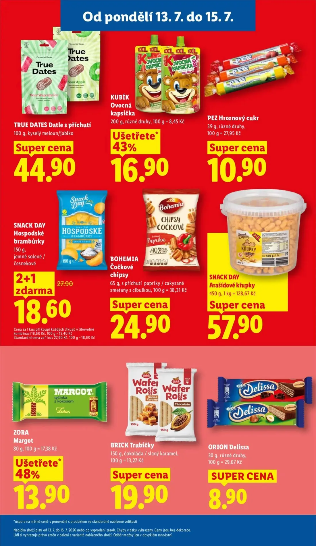 Lidl leták, strana 31 z 49 — SNACK DAY Hospodské brambůrky, TRUE DATES Datle s příchutí, BOHEMIA Čočkové chipsy