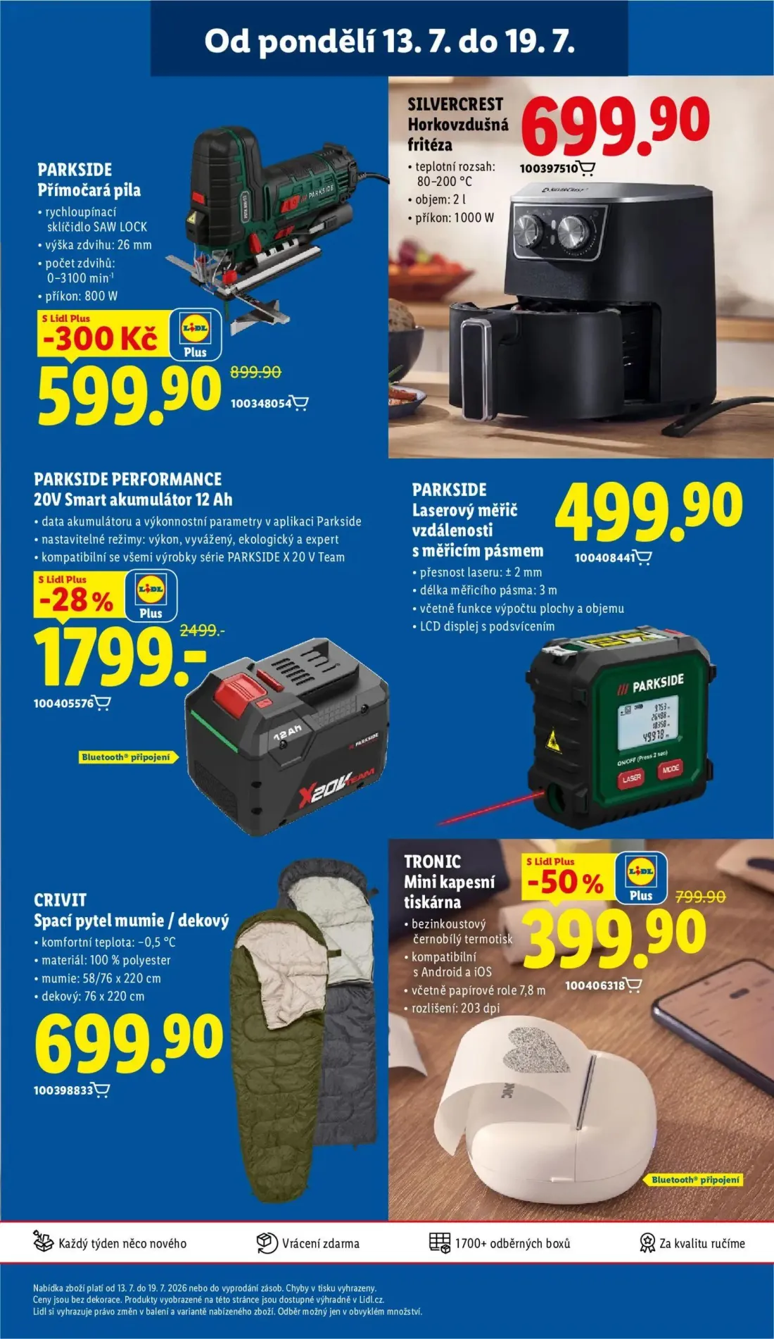 Lidl leták, strana 45 z 49 — PARKSIDE PERFORMANCE 20V Smart akumulátor 12 Ah, TRONIC Mini kapesní tiskárna, PARKSIDE Přímoča…