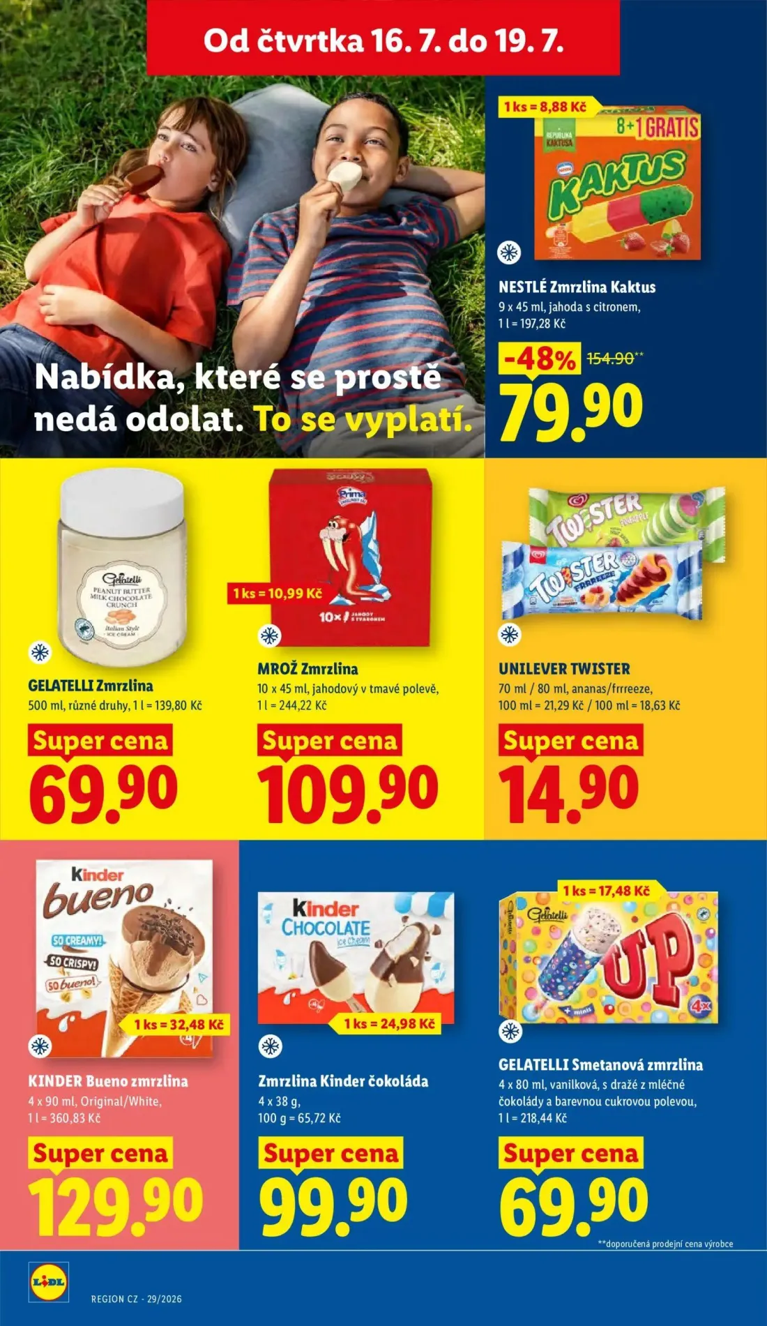 Lidl leták, strana 22 z 51 — NESTLÉ Zmrzlina Kaktus, GELATELLI Zmrzlina, MROŽ Zmrzlina