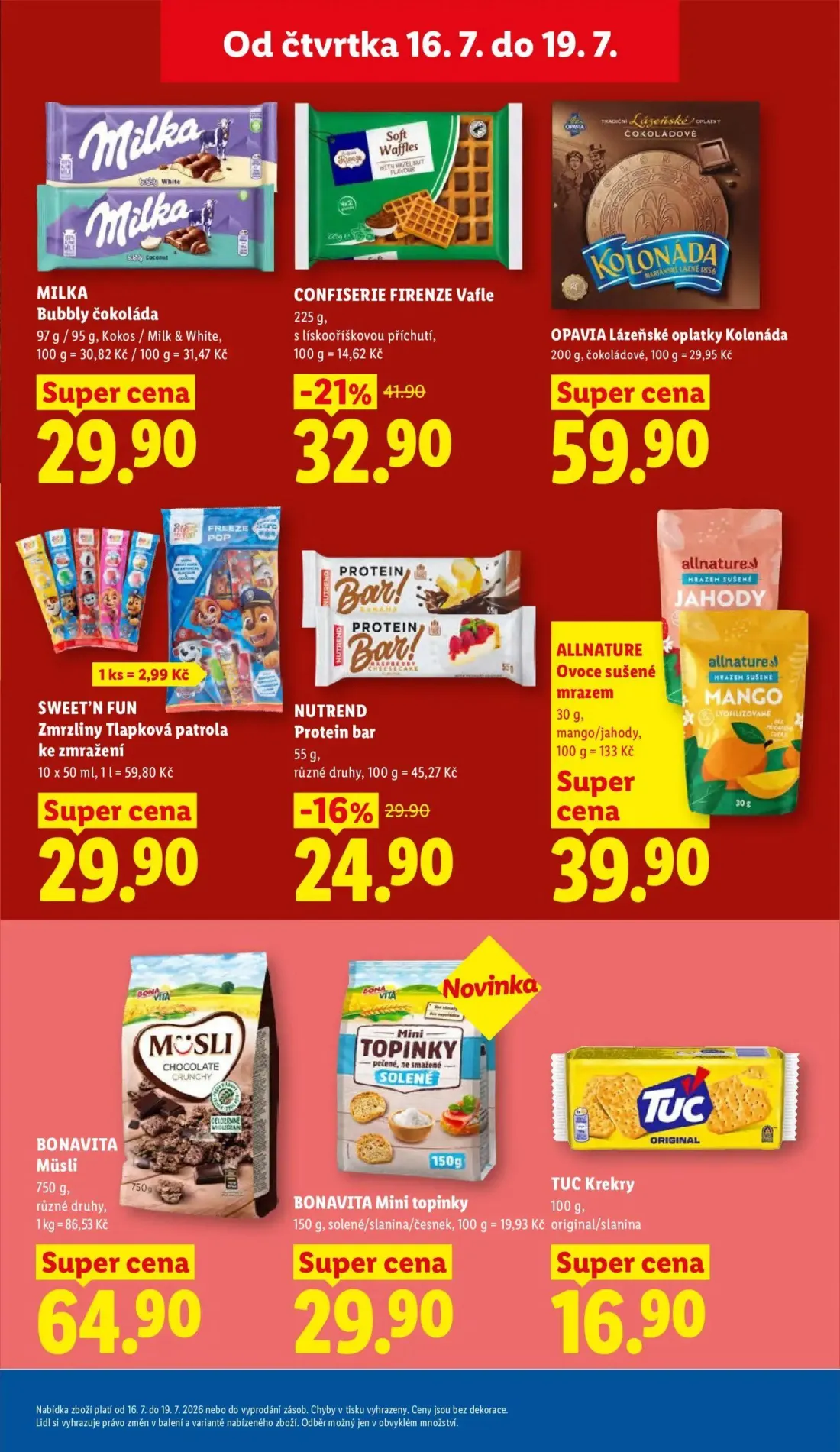 Lidl leták, strana 25 z 51 — CONFISERIE FIRENZE Vafle, MILKA Bubbly čokoláda, OPAVIA Lázeňské oplatky Kolonáda