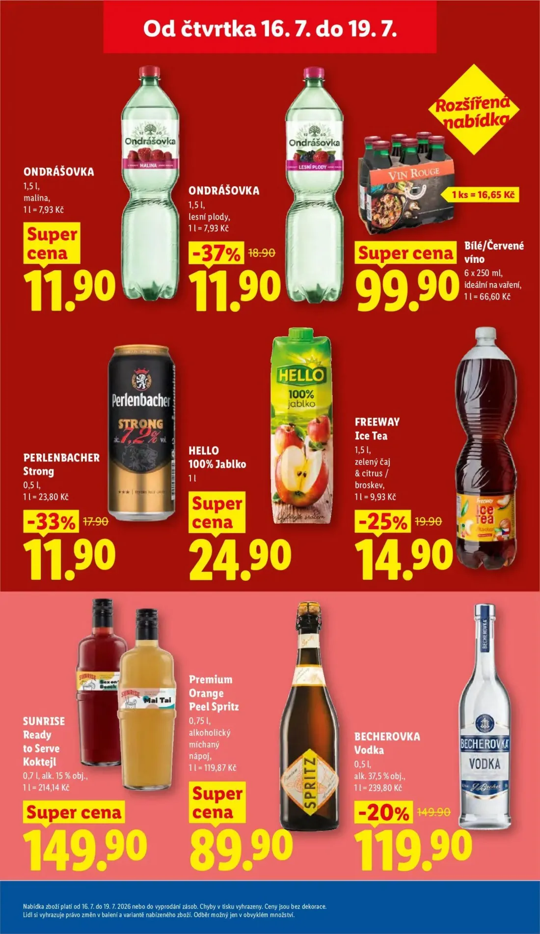 Lidl leták, strana 27 z 51 — BECHEROVKA Vodka, ONDRÁŠOVKA lesní plody, PERLENBACHER Strong