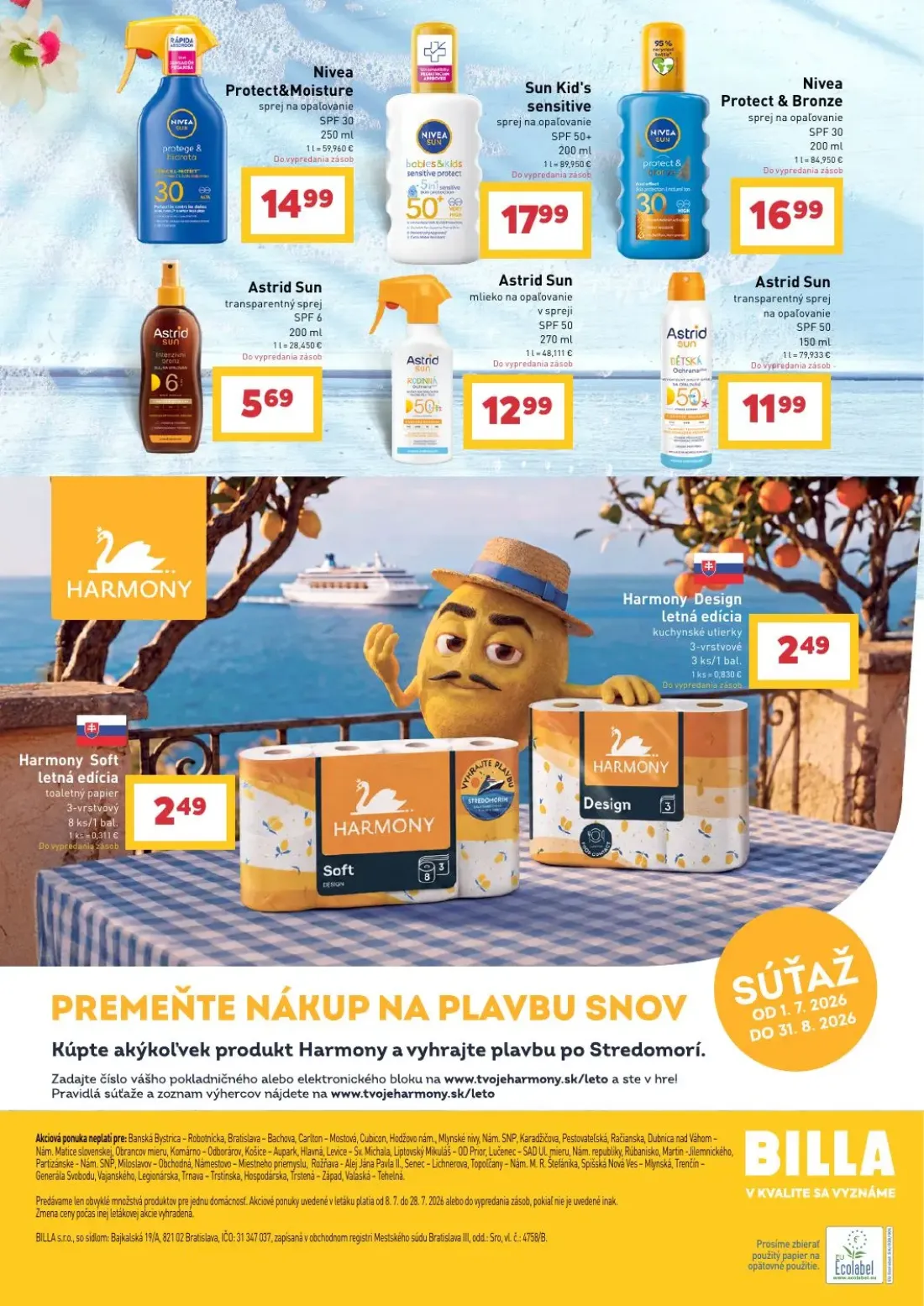 Billa leták, strana 6 z 6 — Nivea Protect&Moisture sprej na opaľovanie SPF 30, Sun Kid's sensitive sprej na opaľovanie SPF 5…