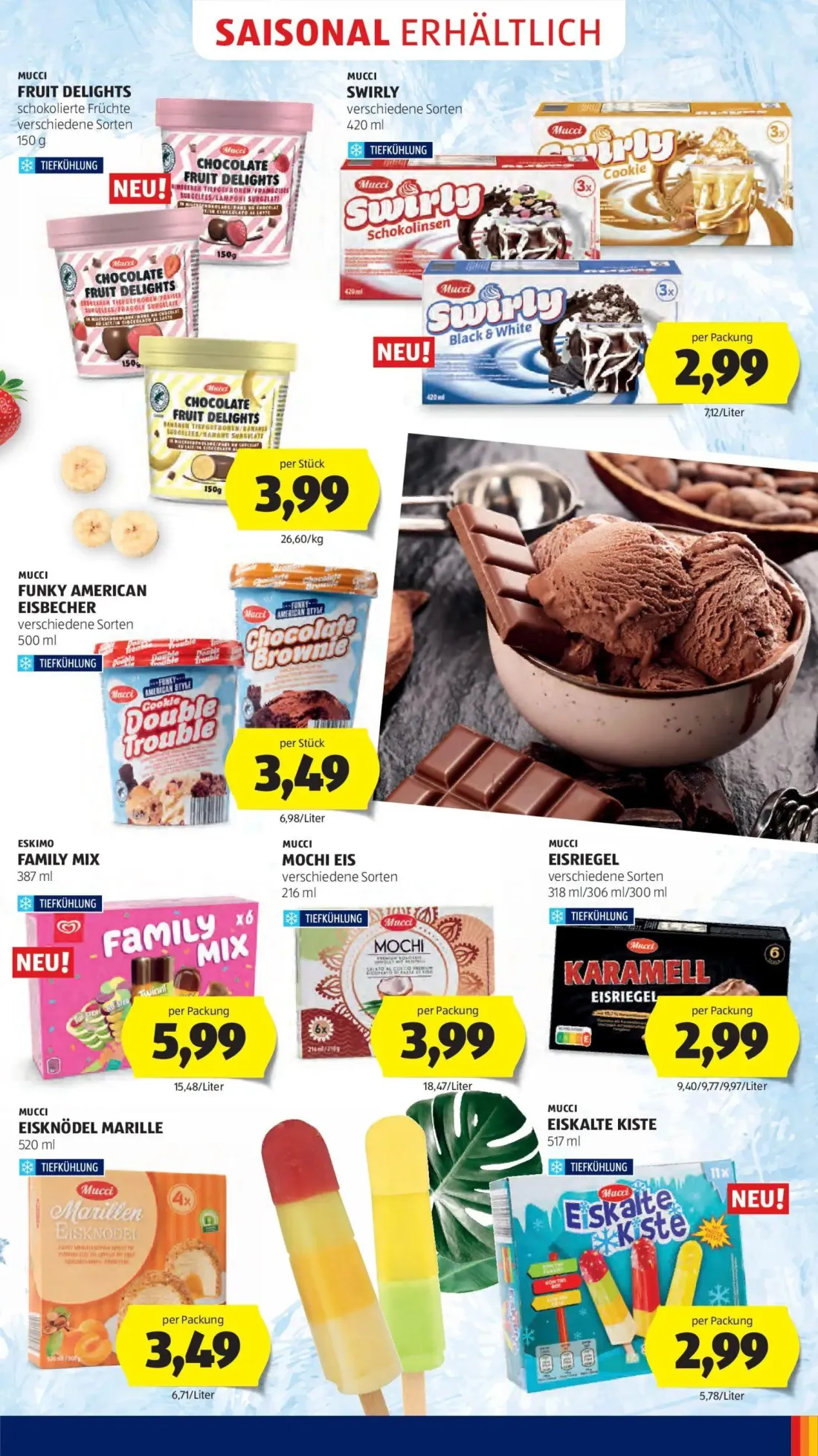 Hofer Prospekt, Seite 5 von 44 — FRUIT DELIGHTS, SWIRLY, FUNKY AMERICAN EISBECHER
