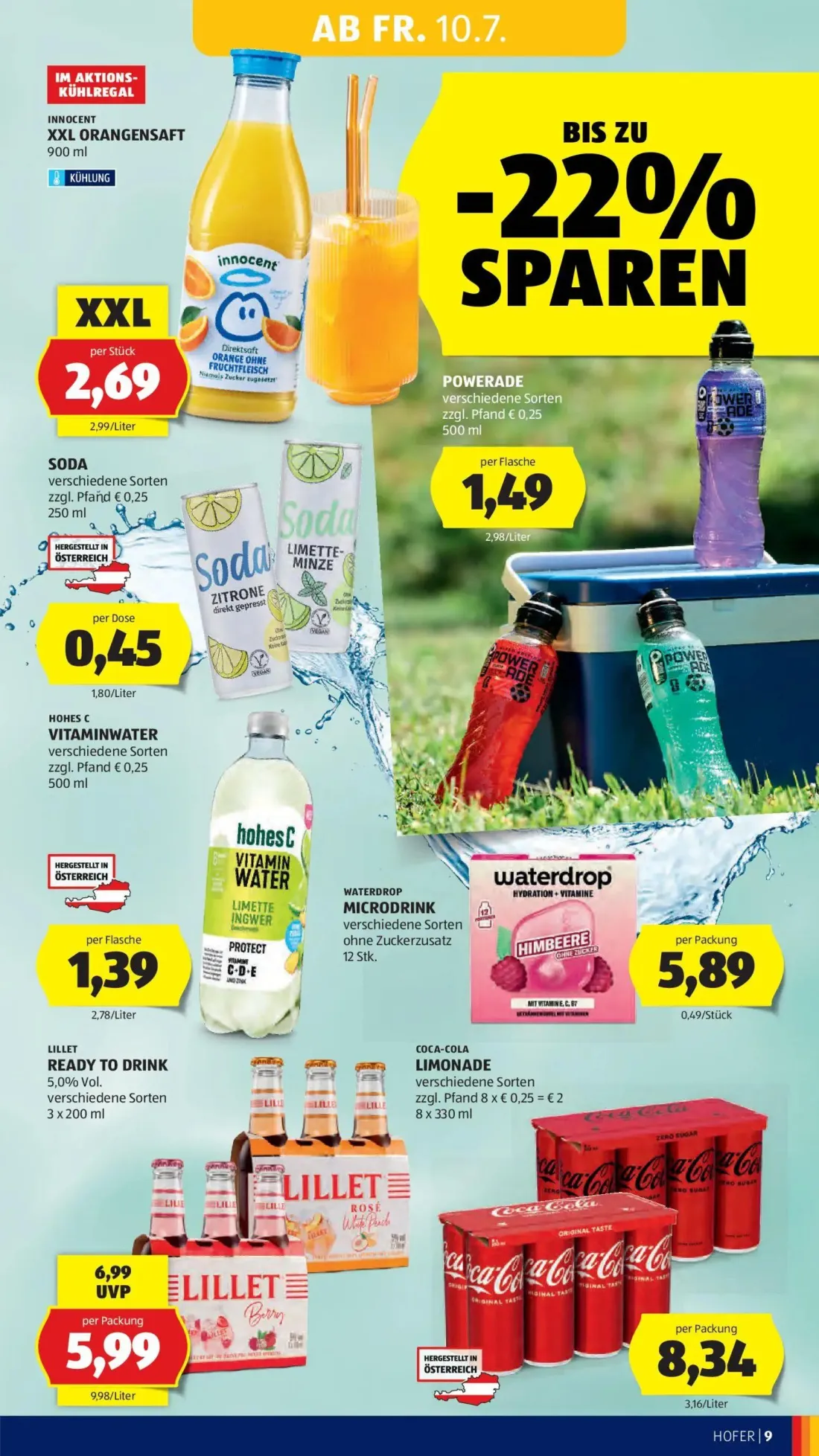 Hofer Prospekt, Seite 13 von 44 — INNOCENT XXL ORANGENSAFT, POWERADE, SODA