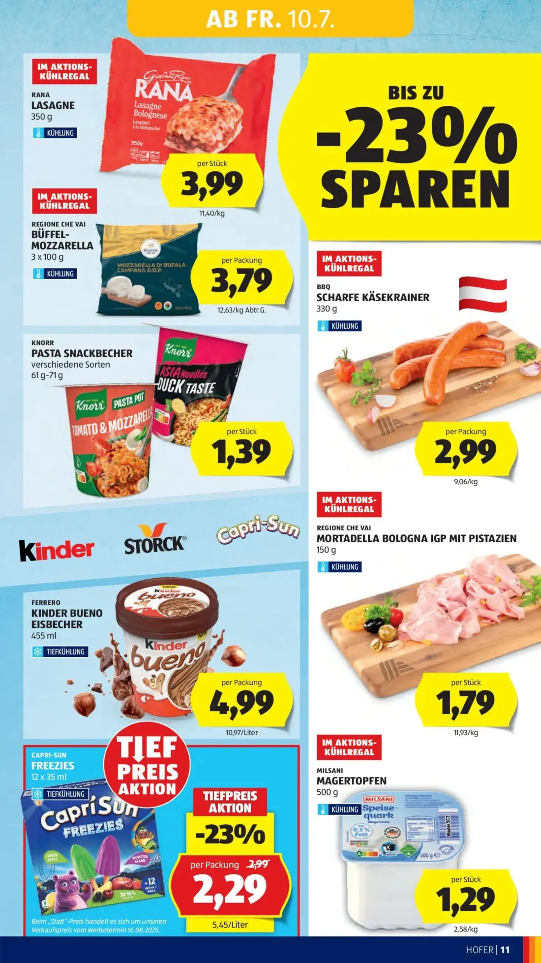 Hofer Prospekt, Seite 15 von 44 — CAPRI-SUN FREEZIES, FERRERO KINDER BUENO EISBECHER