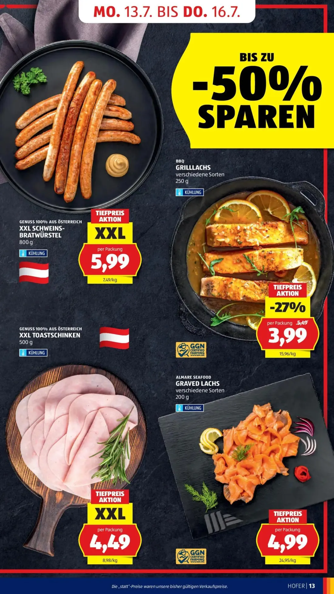 Hofer Prospekt, Seite 17 von 44 — GRILLLACHS, XXL SCHWEINS- BRATWÜRSTEL