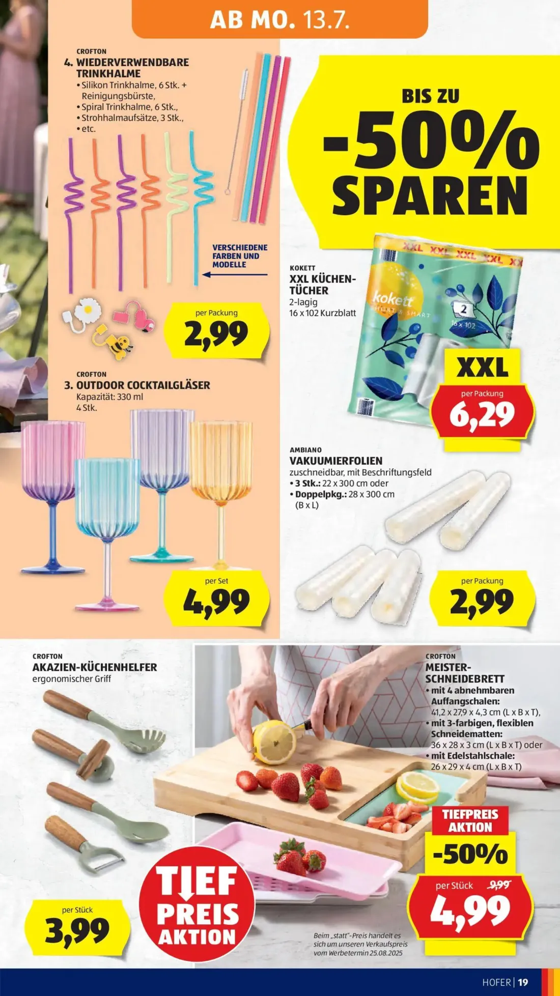 Hofer Prospekt, Seite 27 von 44 — MEISTER-SCHNEIDEBRETT, WIEDERVERWENDBARE TRINKHALME, OUTDOOR COCKTAILGLÄSER