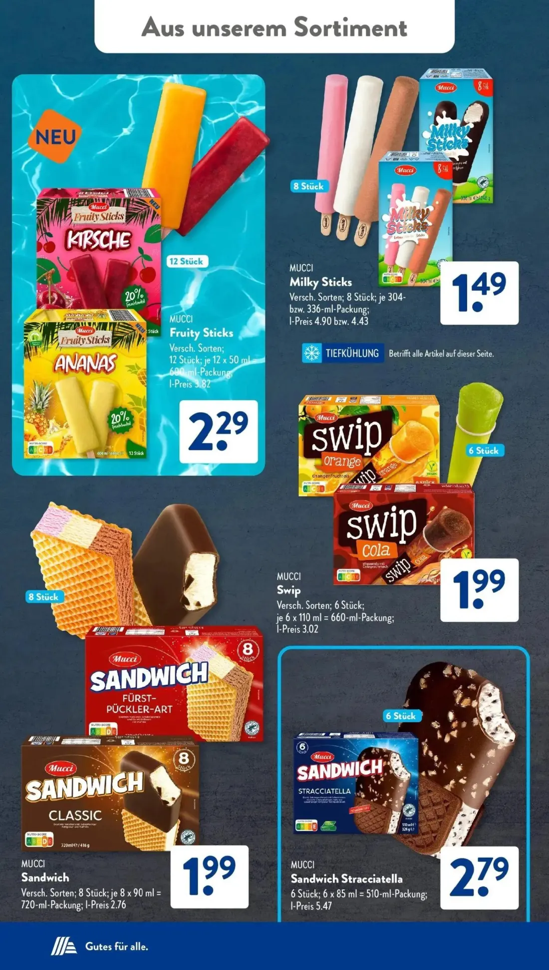Aldi Süd Prospekt, Seite 26 von 32 — Mucci Milky Sticks, Mucci Fruity Sticks, Mucci Swip